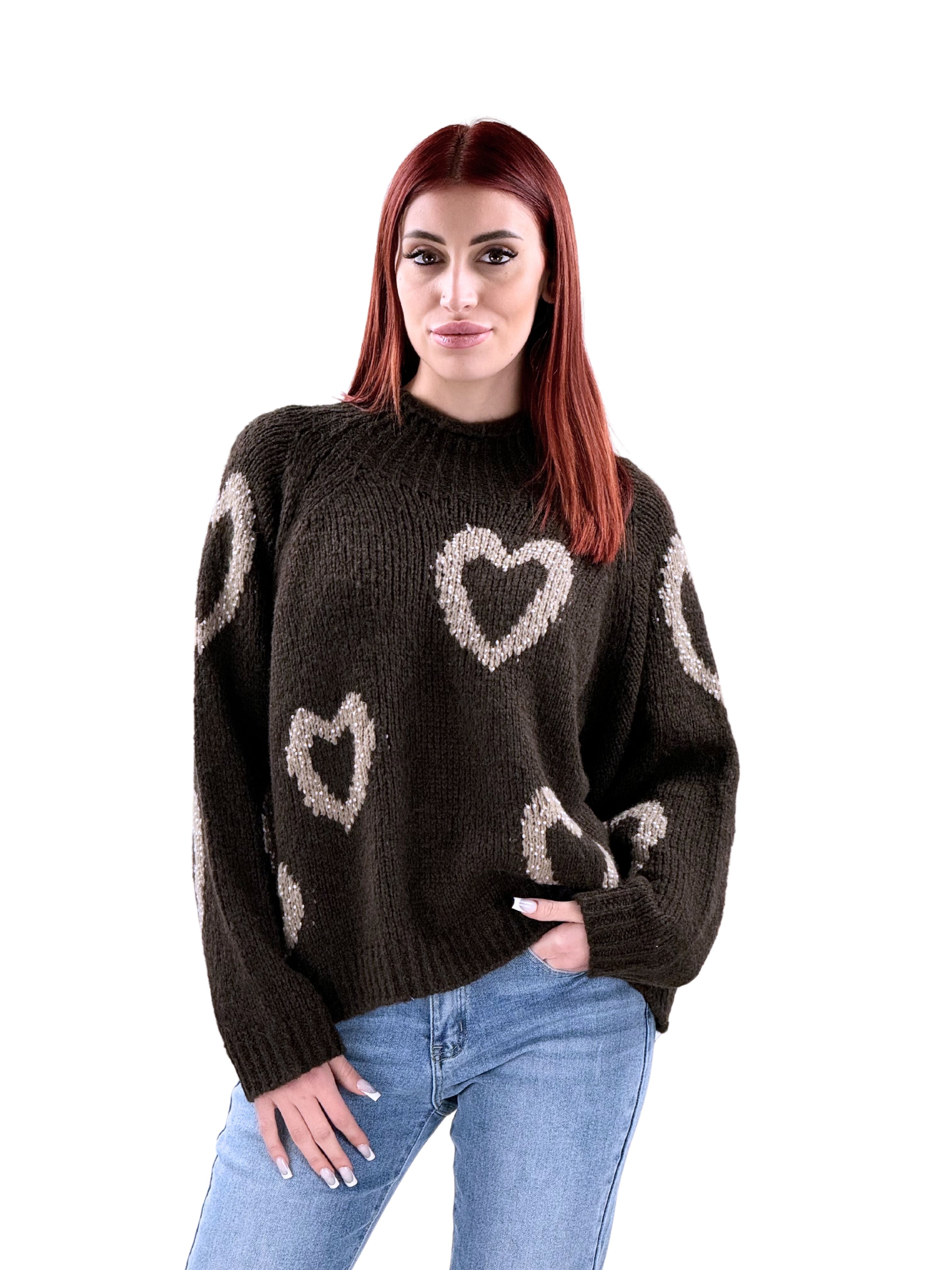 Maglione oversize heart-Pink Babol