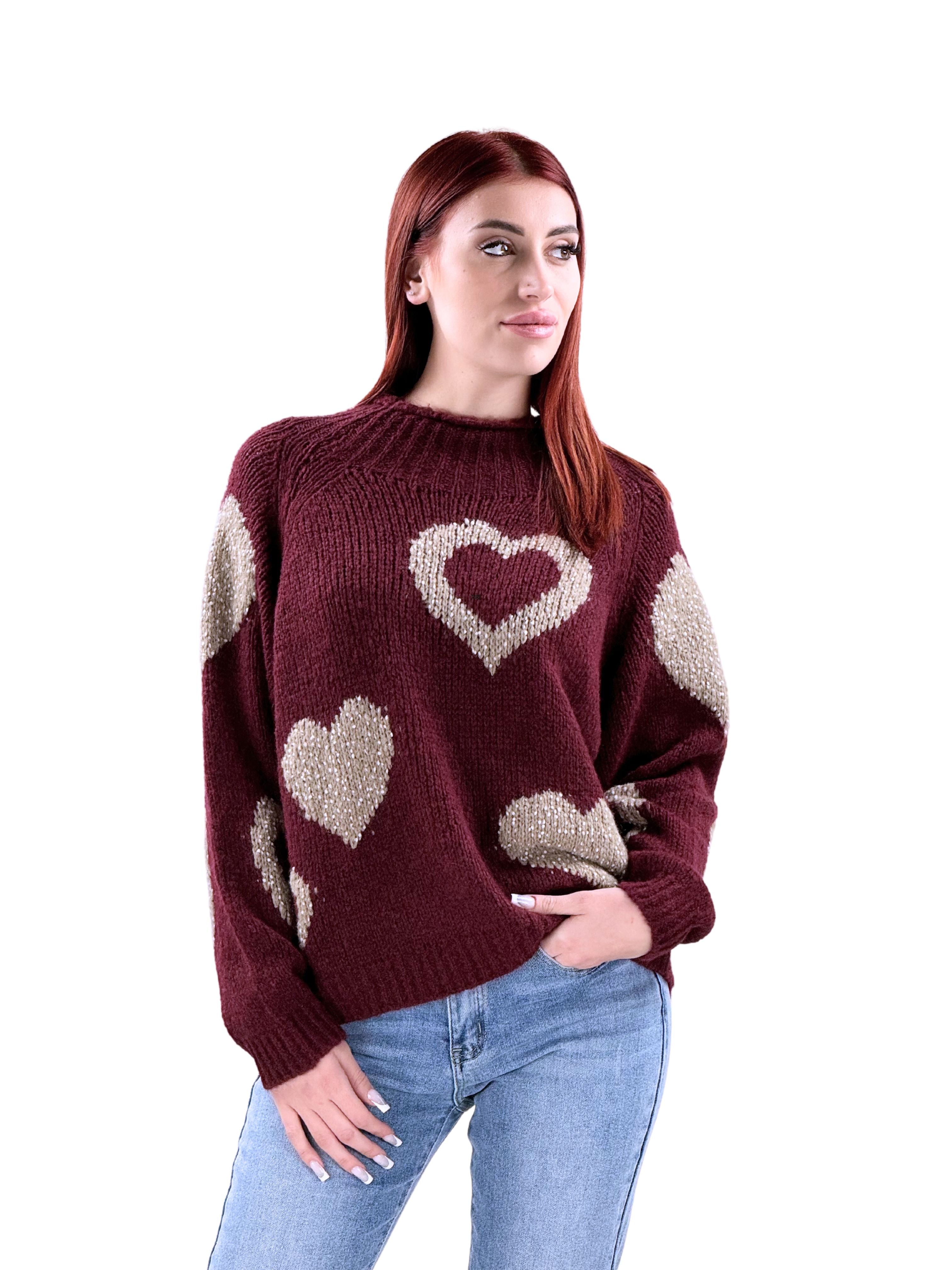 Maglione oversize heart-Pink Babol