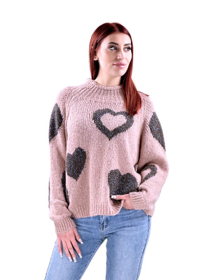 Maglione oversize heart-Pink Babol