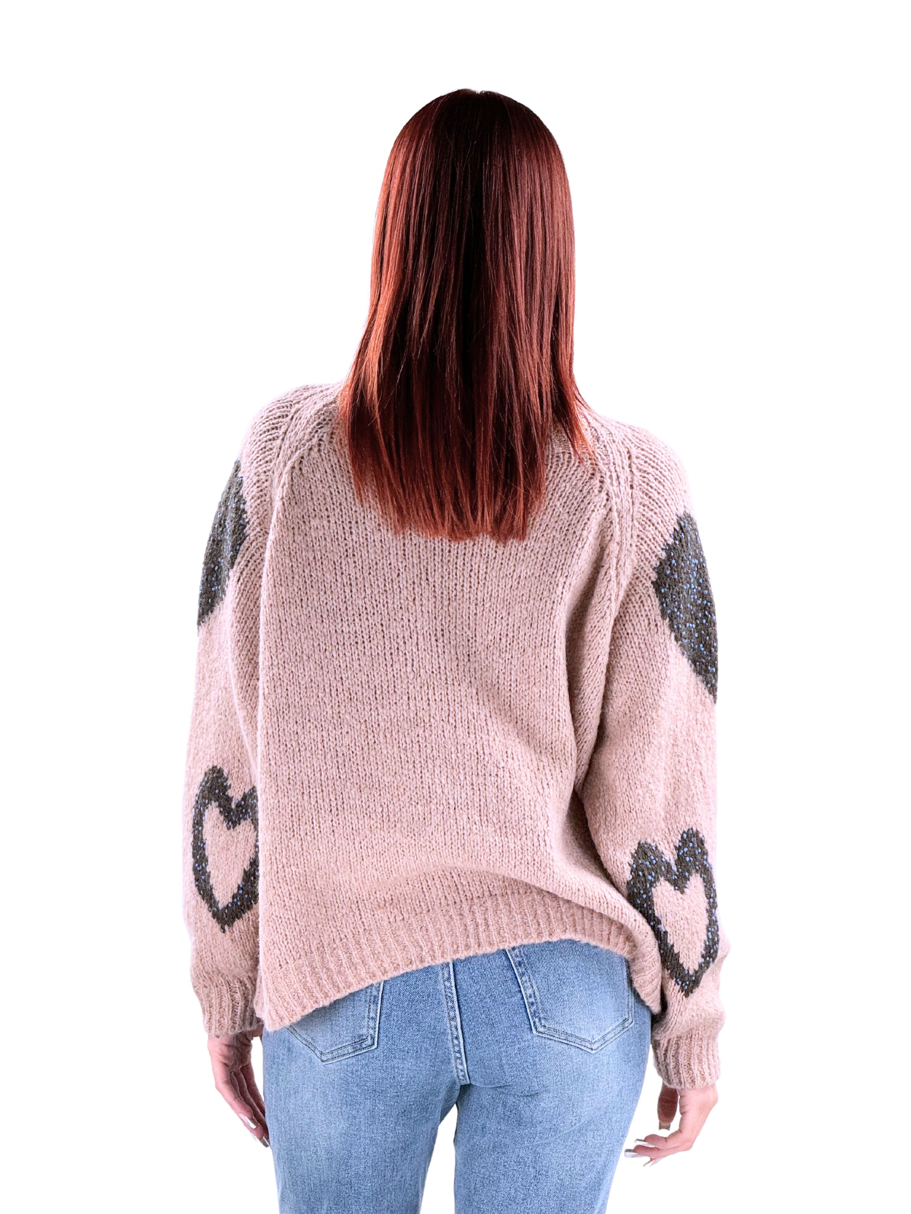 Maglione oversize heart-Pink Babol