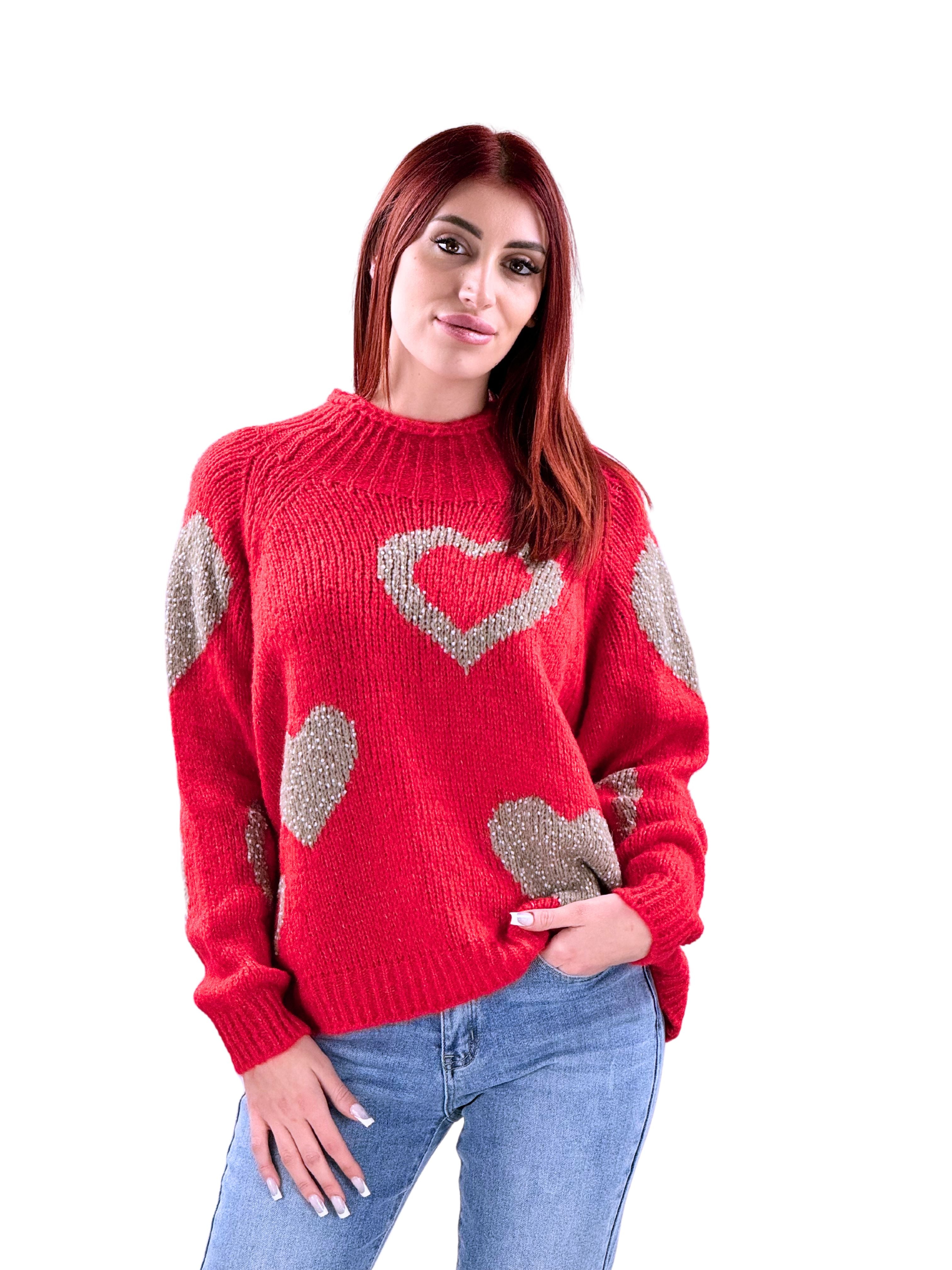 Maglione oversize heart-Pink Babol