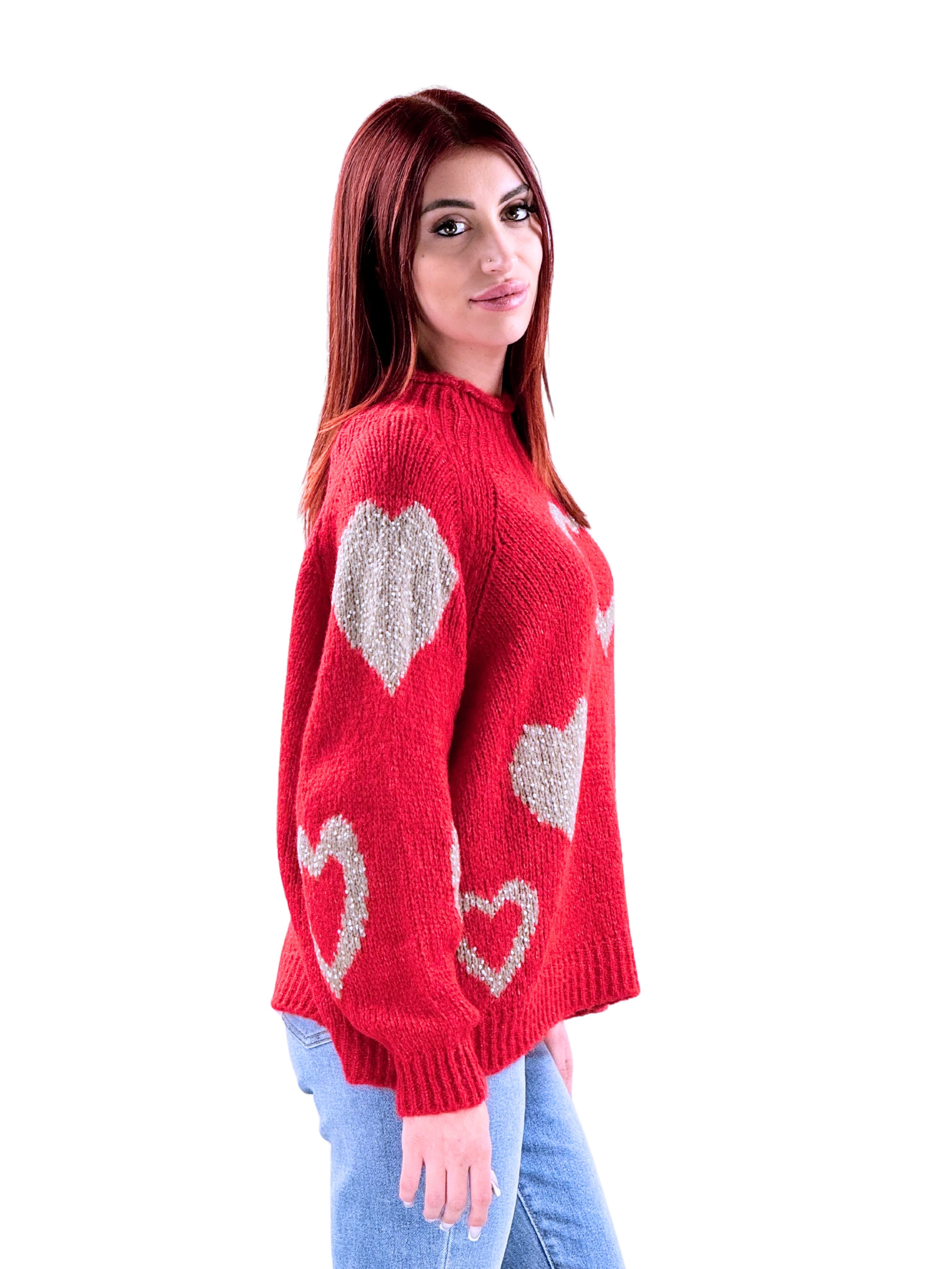 Maglione oversize heart-Pink Babol