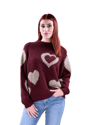 Maglione oversize heart-Pink Babol