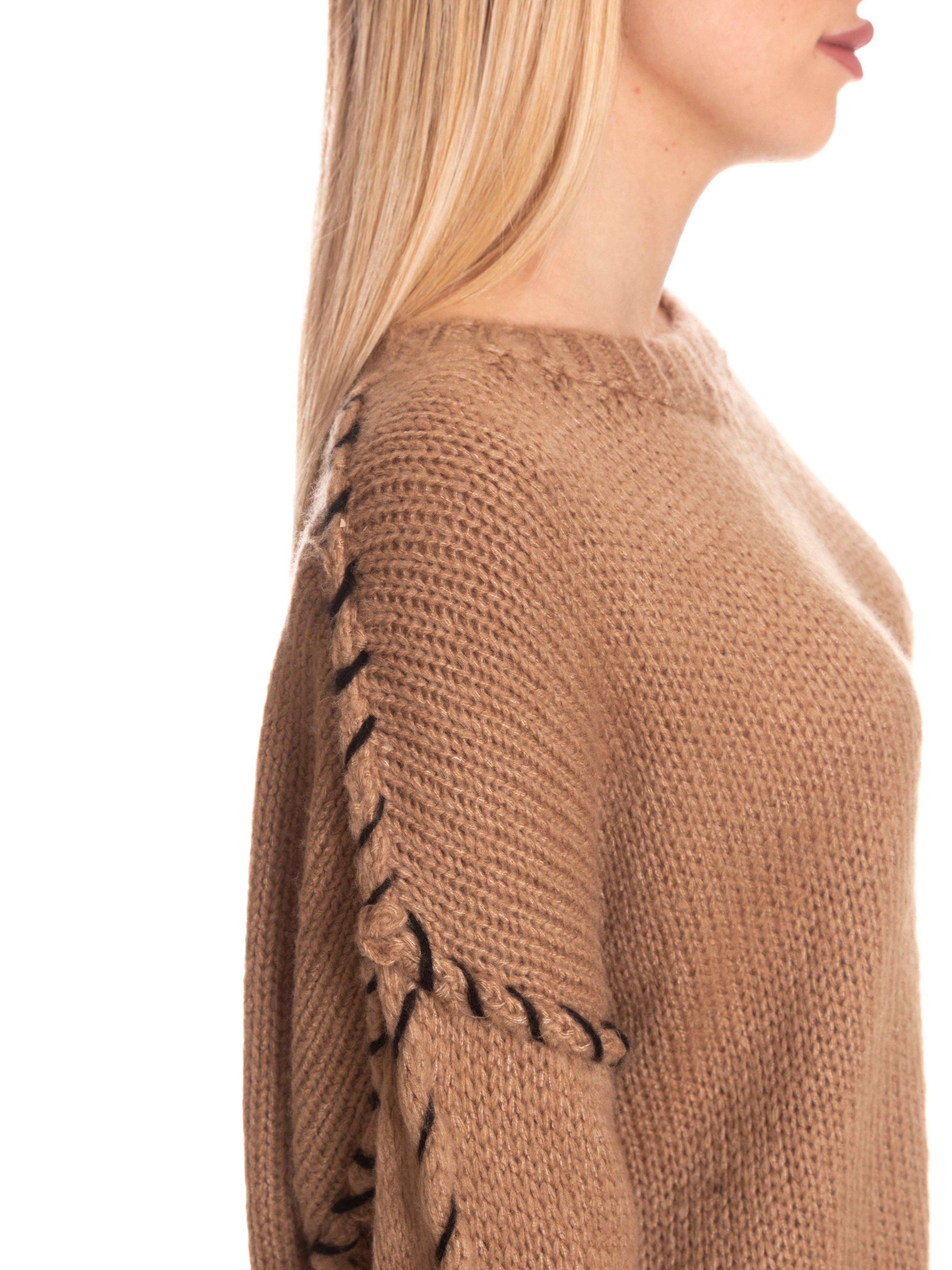 Maglione oversize lavorato-Pink Babol
