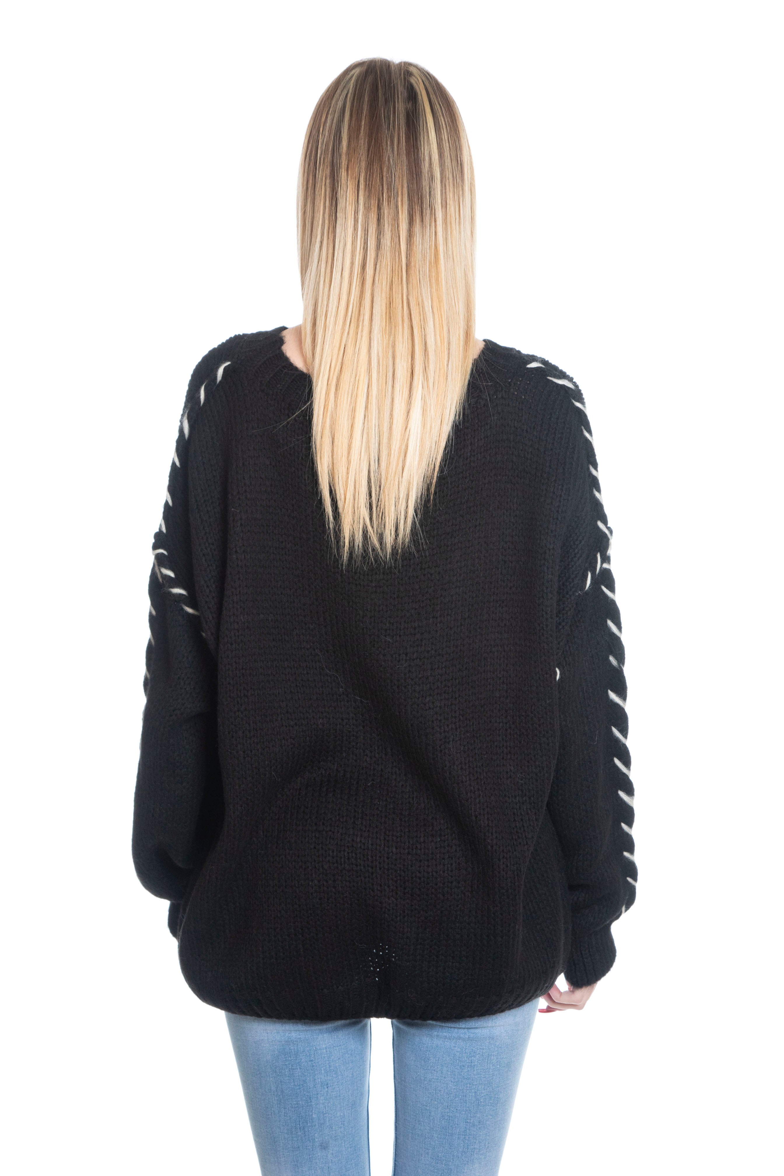 Maglione oversize lavorato-Pink Babol