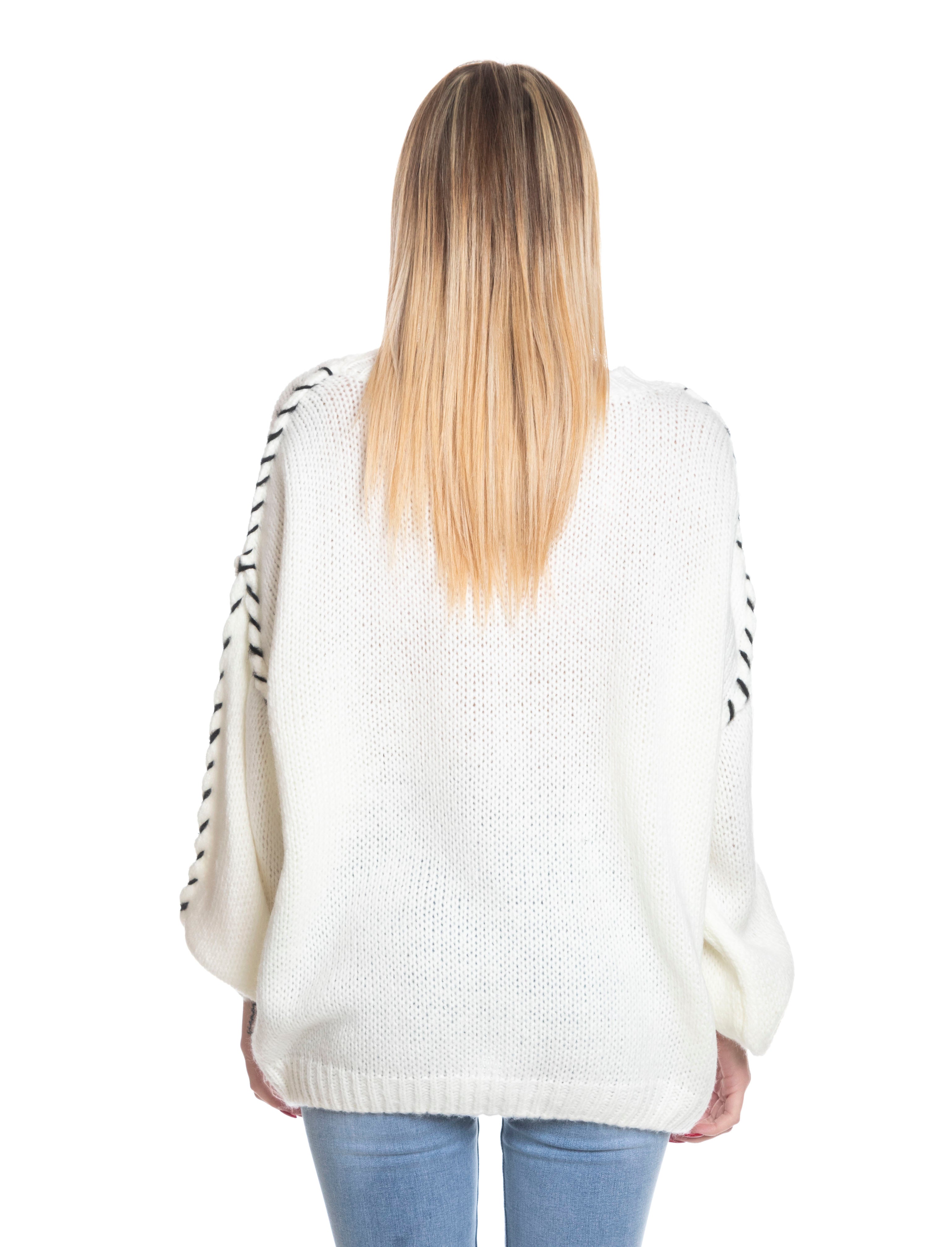 Maglione oversize lavorato-Pink Babol