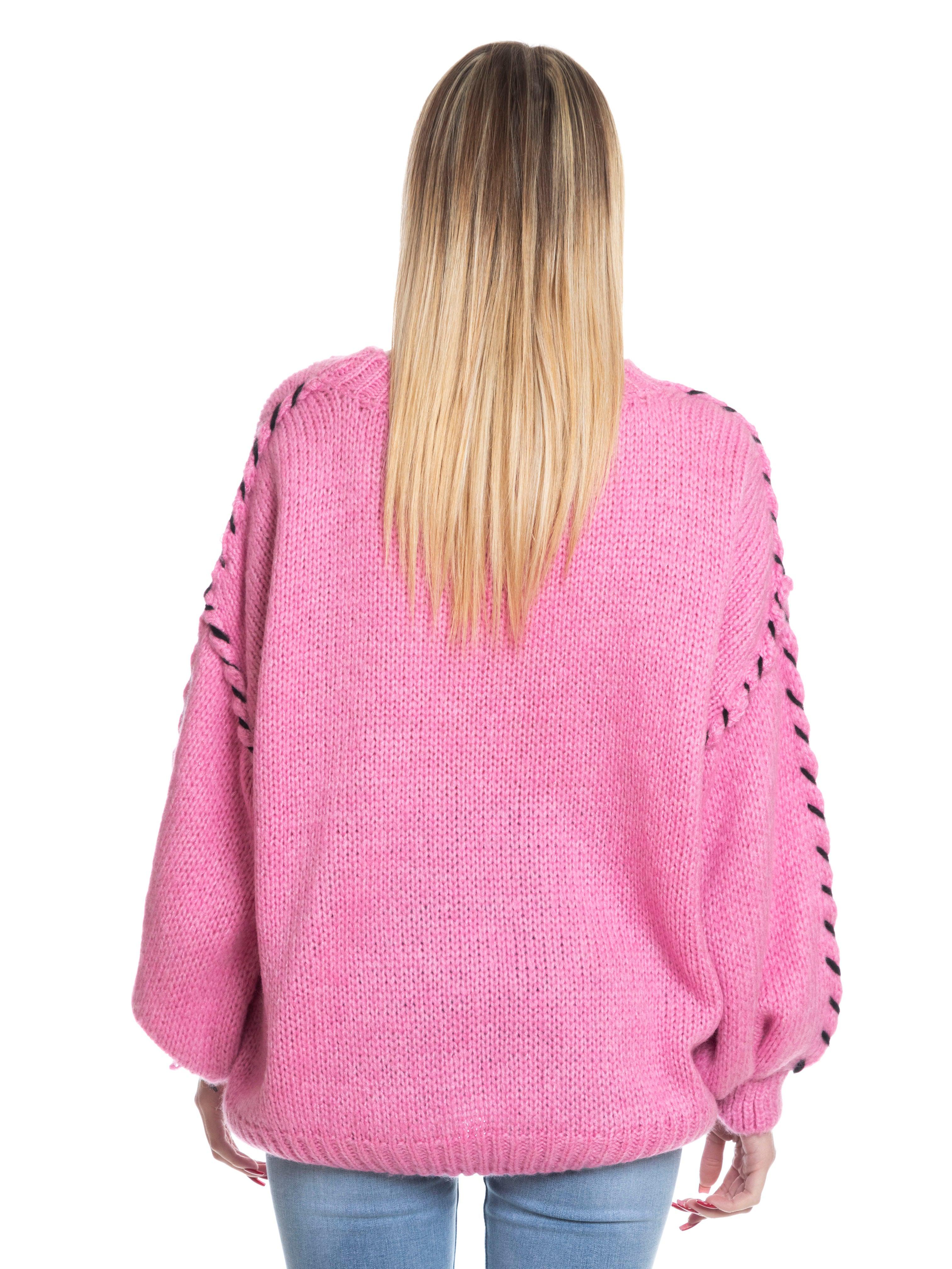 Maglione oversize lavorato-Pink Babol
