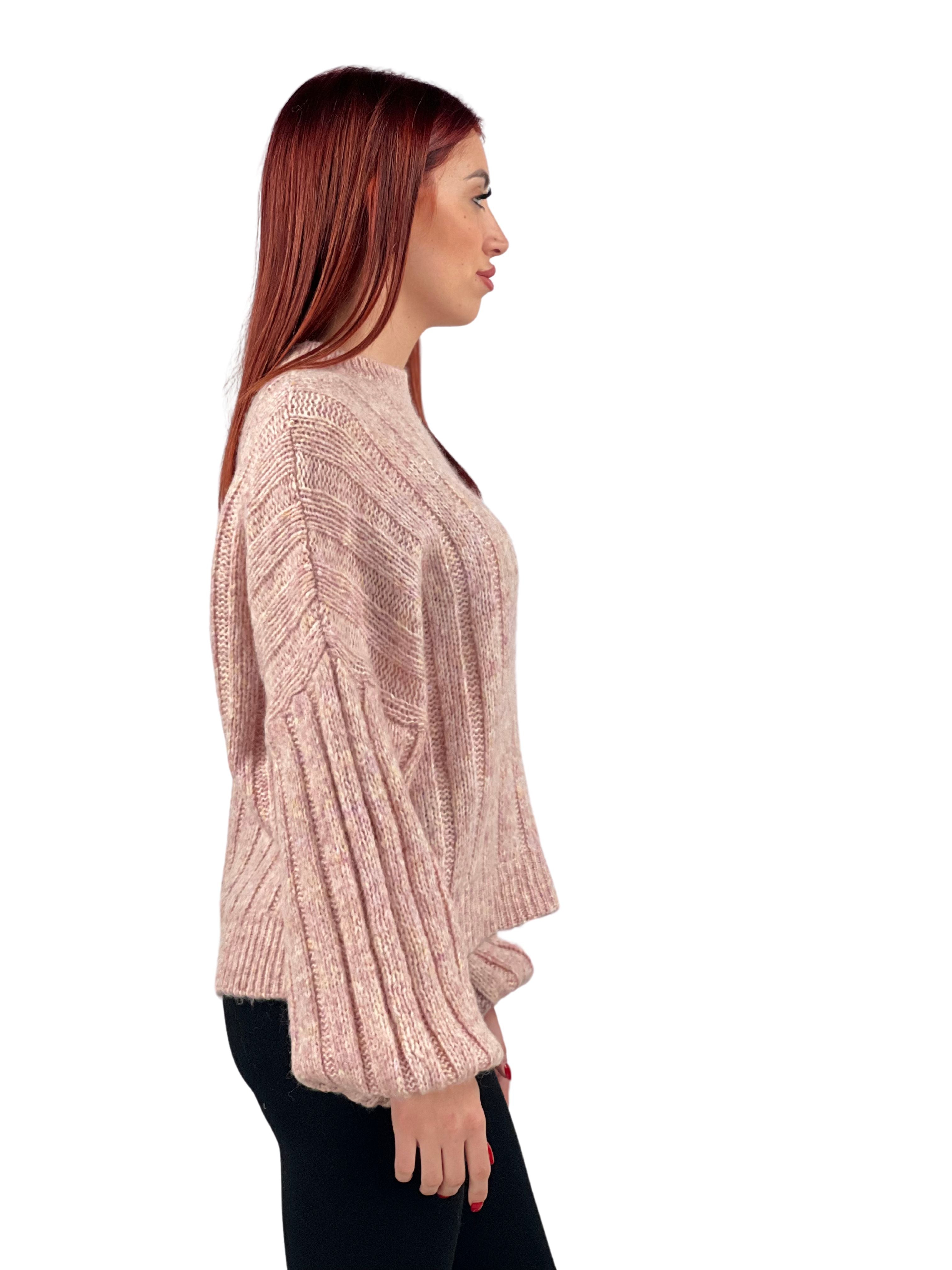 Maglione oversize maniche a pipistrello-Pink Babol