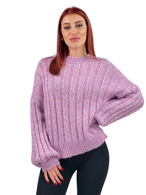 Maglione oversize maniche a pipistrello-Pink Babol