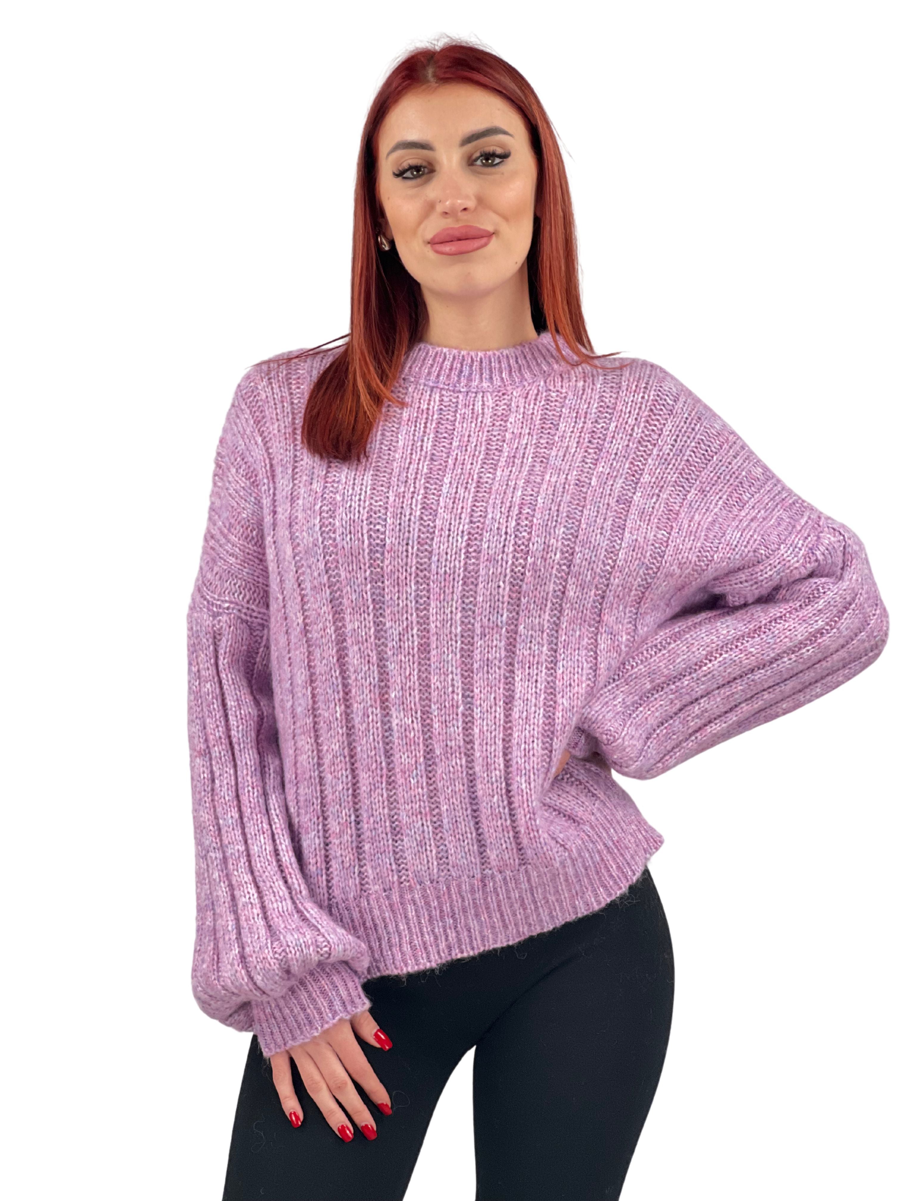 Maglione oversize maniche a pipistrello-Pink Babol