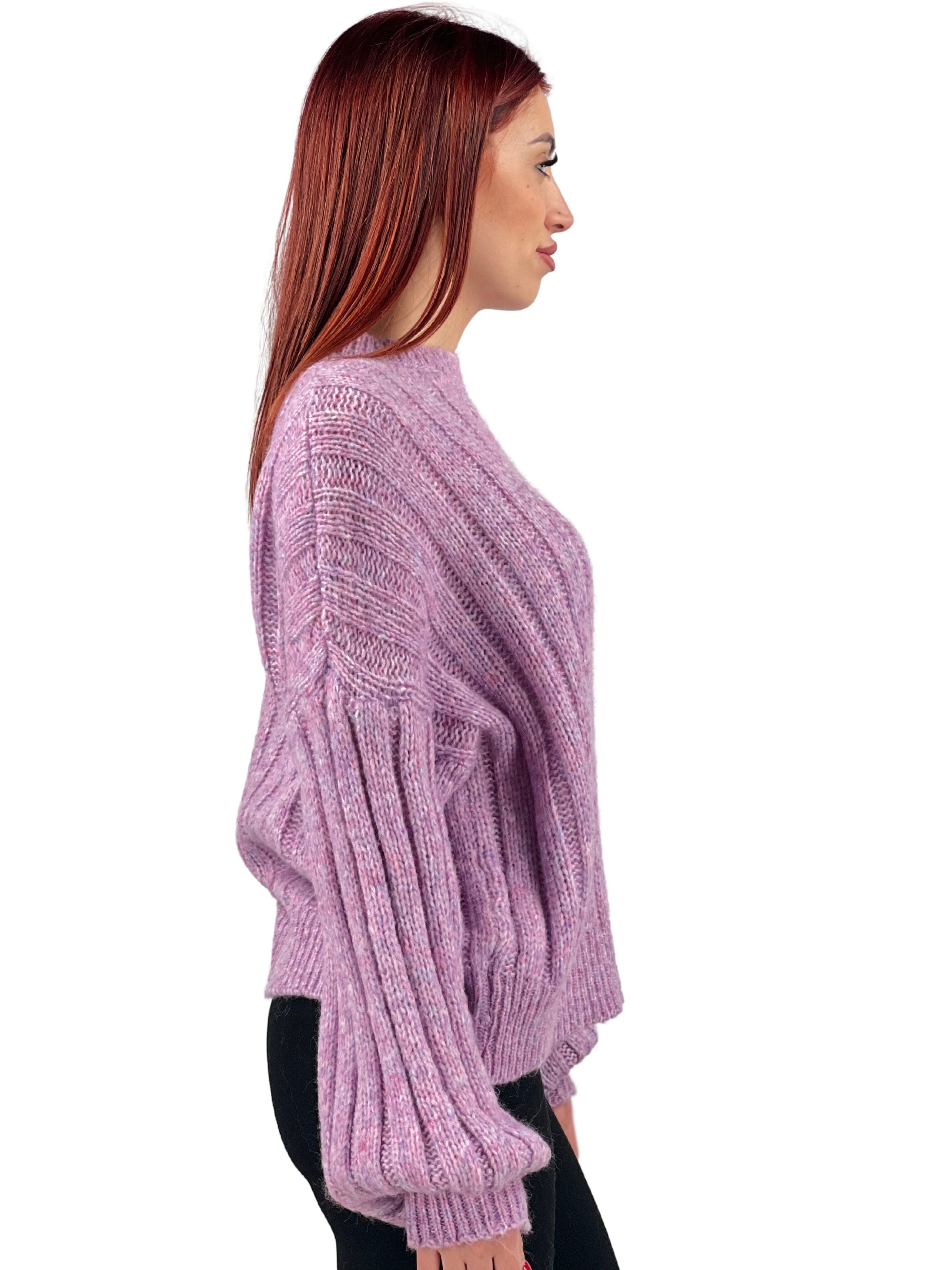 Maglione oversize maniche a pipistrello-Pink Babol