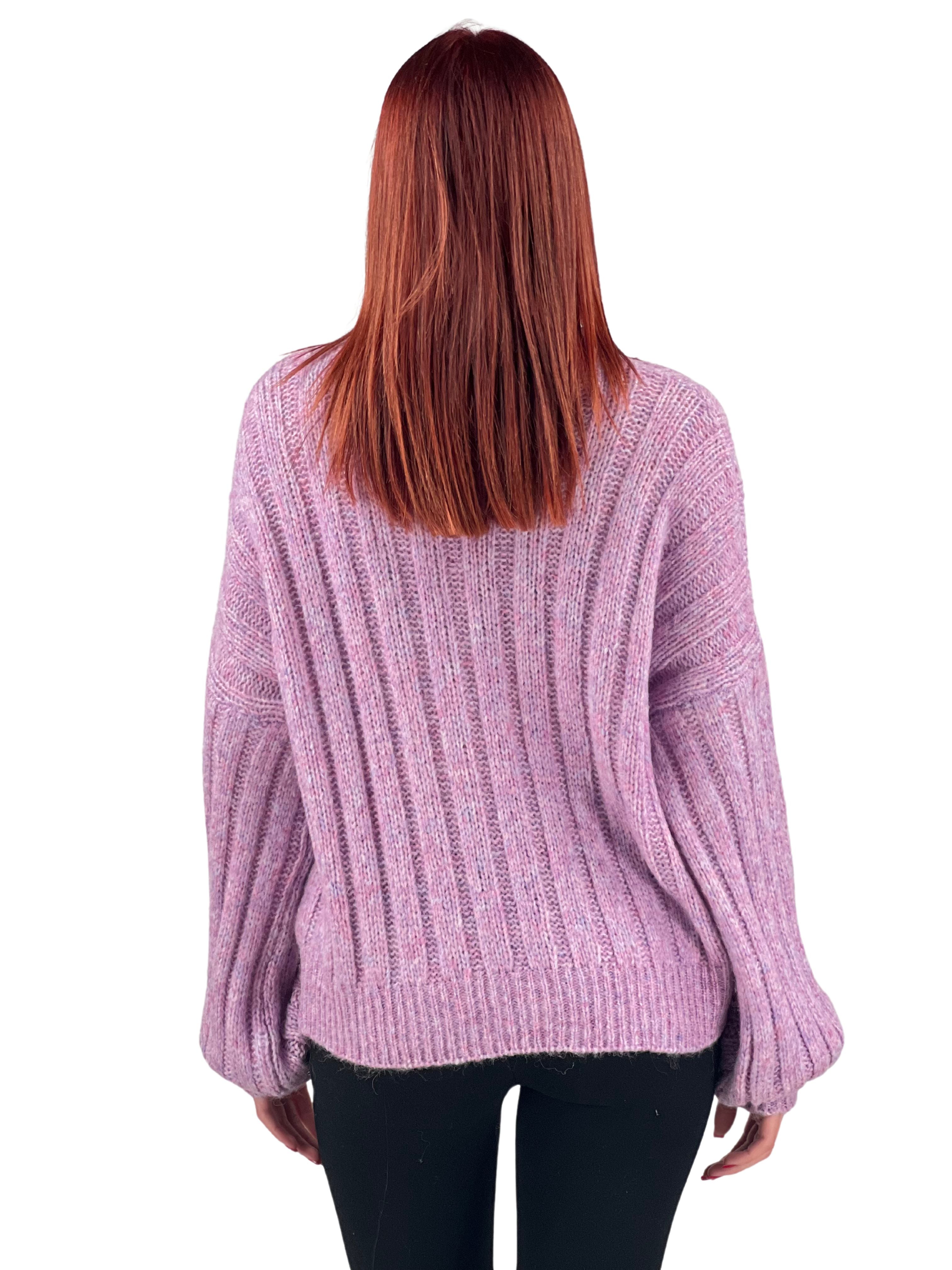 Maglione oversize maniche a pipistrello-Pink Babol