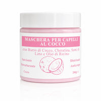 Maschera Capelli al Cocco con Burro di Cocco, Cheratina, Semi di Lino e Olio di Ricino - Nutriente, Ristrutturante, Districante e Anticrespo (Copia)-Pink Babol