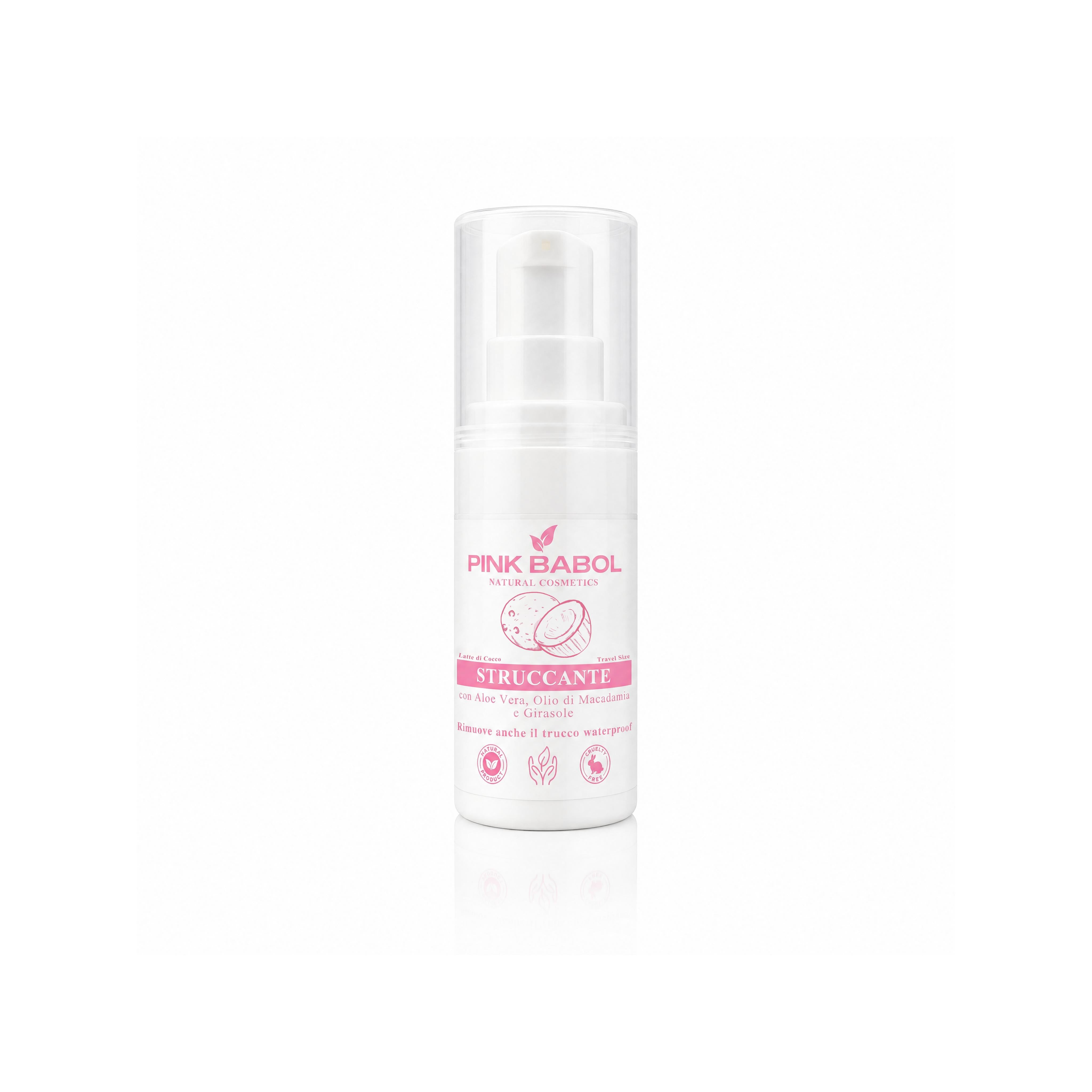 Mini Size/Travel Size Struccante Viso in crema con Aloe Vera & Olio di Macadamia e Girasole – Delicato, Idratante e Nutriente. Rimuove anche il trucco waterproof-Pink Babol