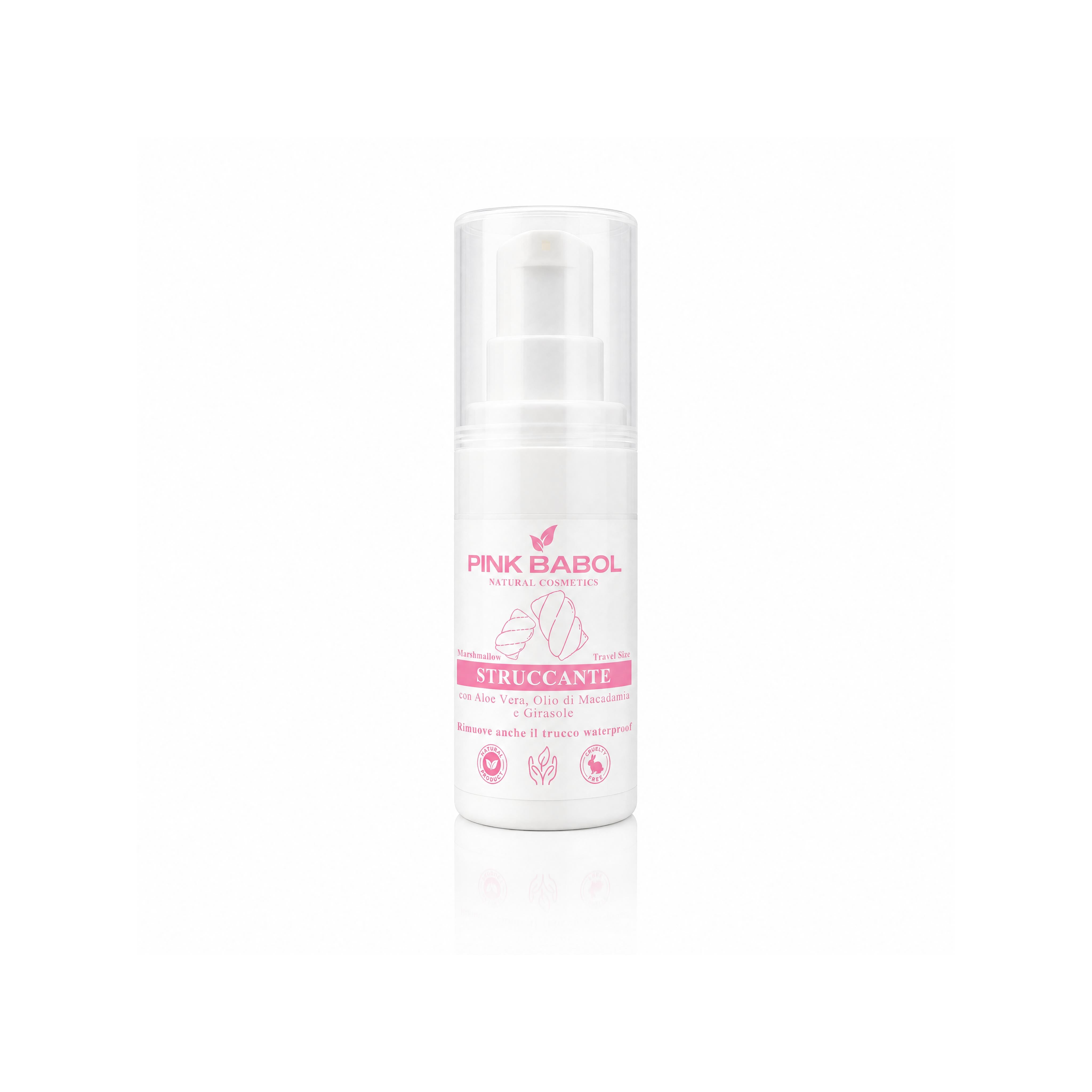 Mini Size/Travel Size Struccante Viso in crema con Aloe Vera & Olio di Macadamia e Girasole – Delicato, Idratante e Nutriente. Rimuove anche il trucco waterproof-Pink Babol