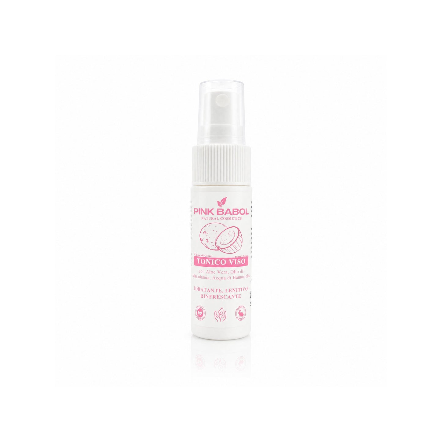 Mini Size/Travel Size Tonico Viso con Aloe Vera, Olio di Macadamia, Acqua di Hamamelis - Idratante, Lenitivo, Rinfrescante-Pink Babol