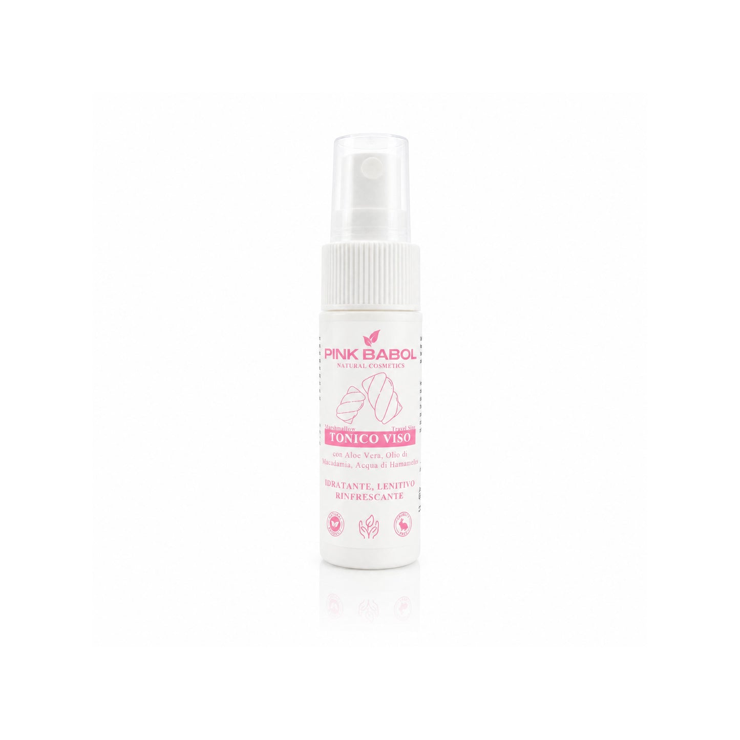 Mini Size/Travel Size Tonico Viso con Aloe Vera, Olio di Macadamia, Acqua di Hamamelis - Idratante, Lenitivo, Rinfrescante-Pink Babol