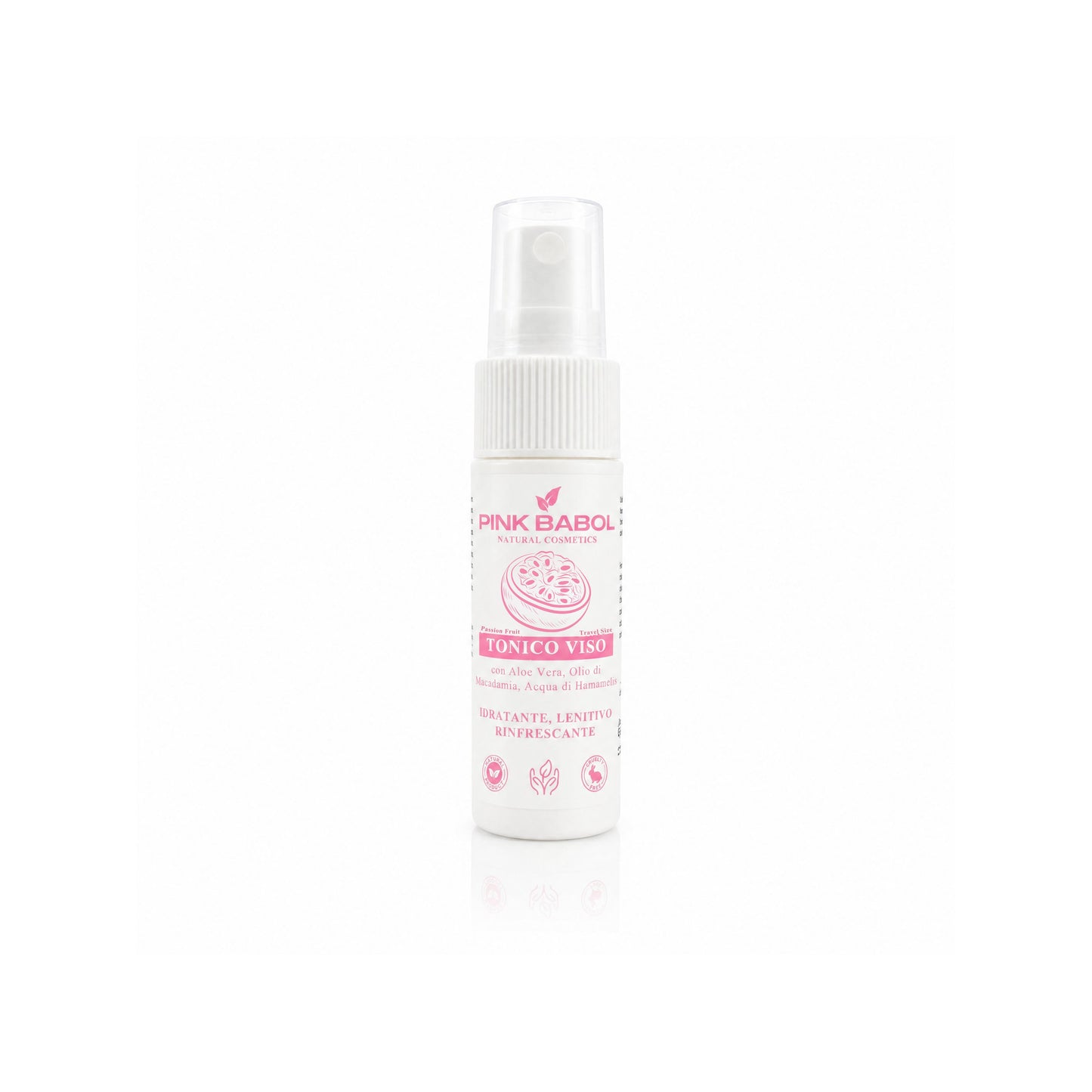 Mini Size/Travel Size Tonico Viso con Aloe Vera, Olio di Macadamia, Acqua di Hamamelis - Idratante, Lenitivo, Rinfrescante-Pink Babol