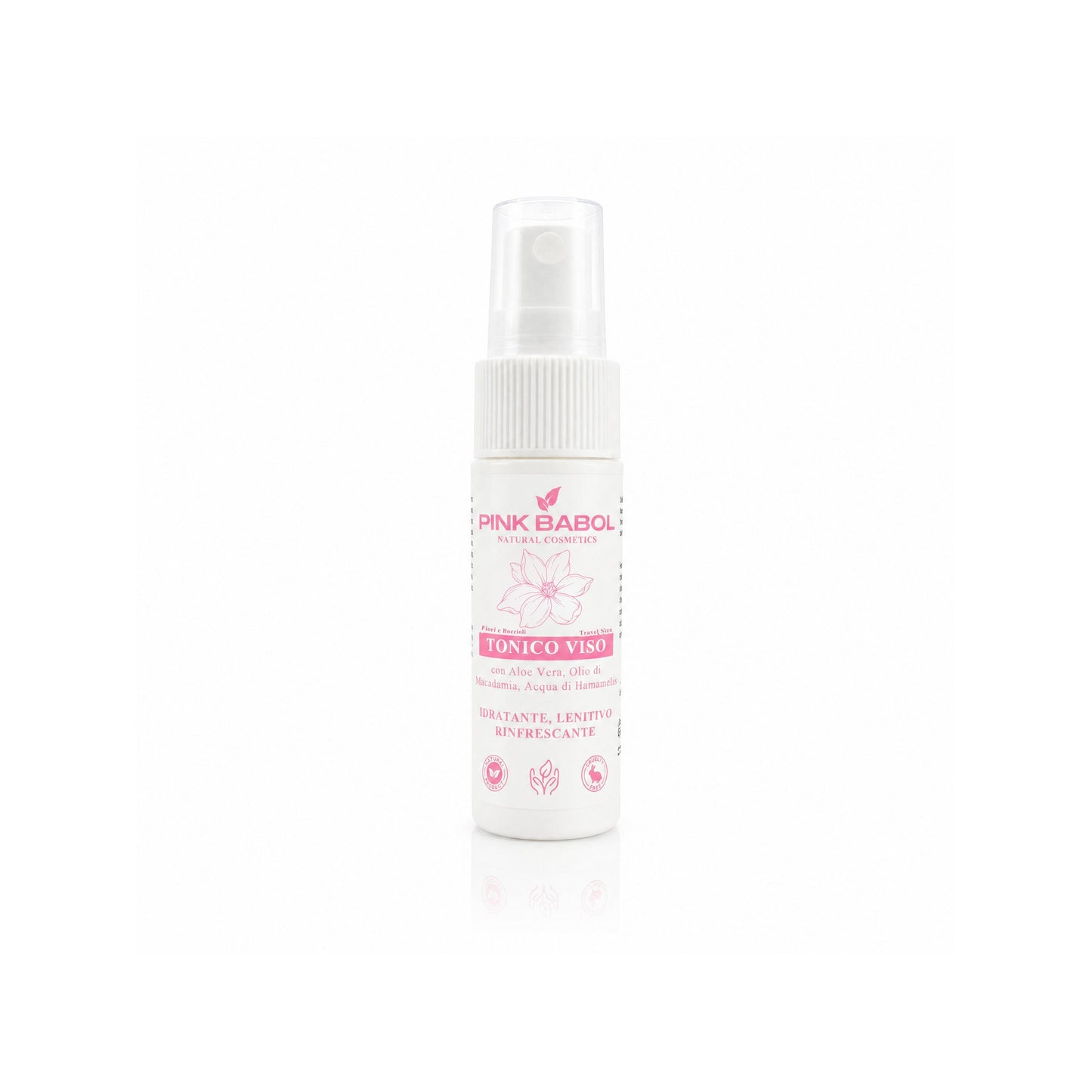 Mini Size/Travel Size Tonico Viso con Aloe Vera, Olio di Macadamia, Acqua di Hamamelis - Idratante, Lenitivo, Rinfrescante-Pink Babol