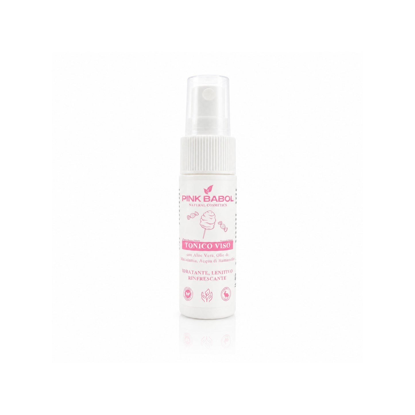 Mini Size/Travel Size Tonico Viso con Aloe Vera, Olio di Macadamia, Acqua di Hamamelis - Idratante, Lenitivo, Rinfrescante-Pink Babol