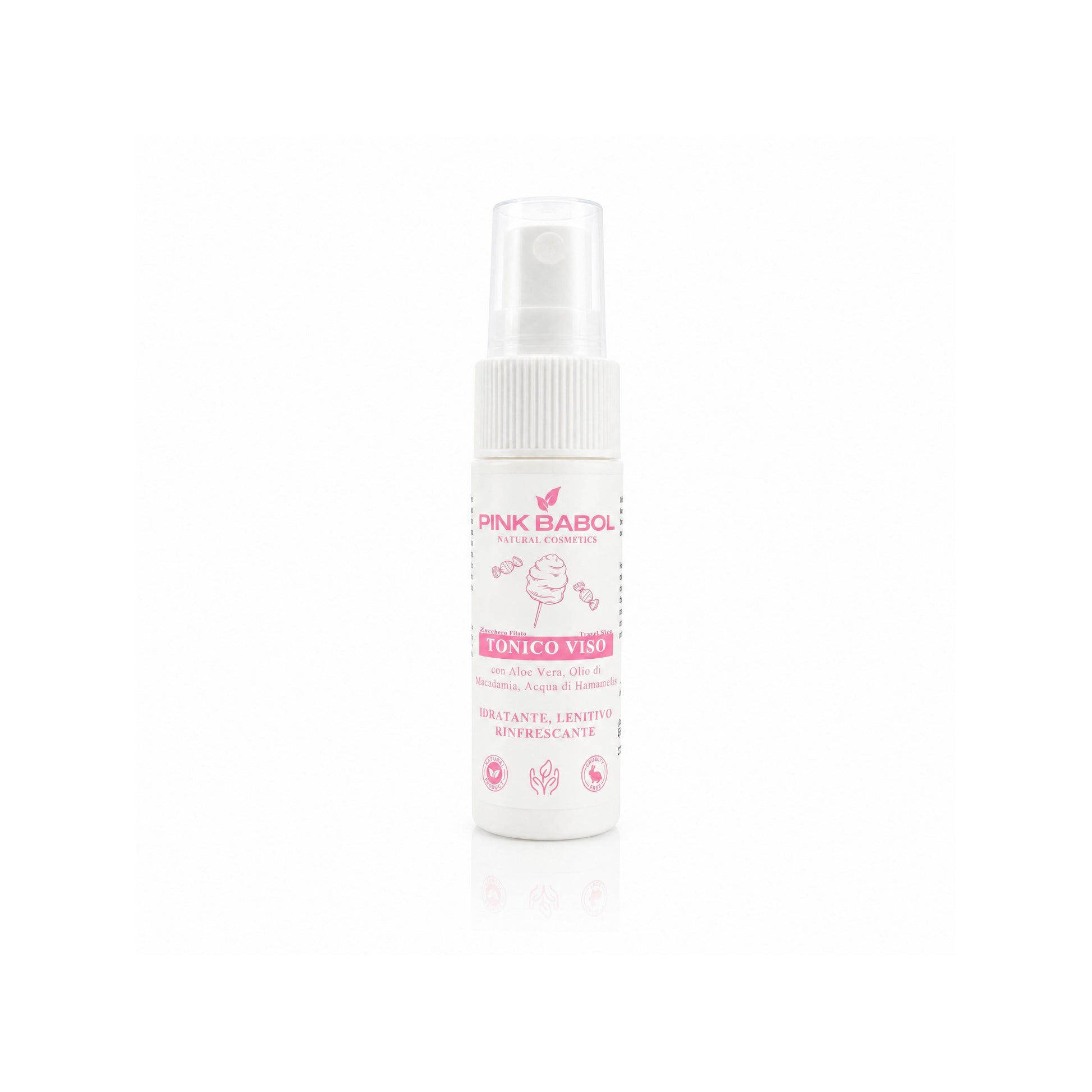 Mini Size/Travel Size Tonico Viso con Aloe Vera, Olio di Macadamia, Acqua di Hamamelis - Idratante, Lenitivo, Rinfrescante-Pink Babol