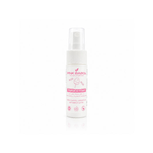 Mini Size/Travel Size Tonico Viso con Aloe Vera, Olio di Macadamia, Acqua di Hamamelis - Idratante, Lenitivo, Rinfrescante-Pink Babol