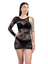 Mini abito in rete con strass, inserti cut-out e dettagli in pizzo-Pink Babol