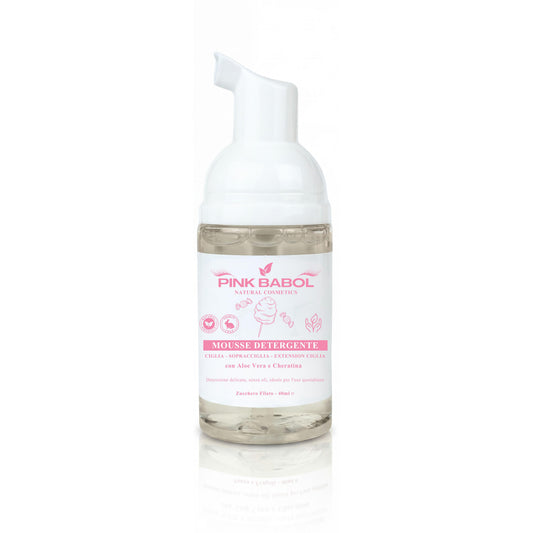 Mousse detergente per Ciglia, Sopracciglia, Extension Ciglia e Laminazione con Aloe Vera e Cheratina - Detersione delicata, senza oli, ideale per l'uso quotidiano-Pink Babol