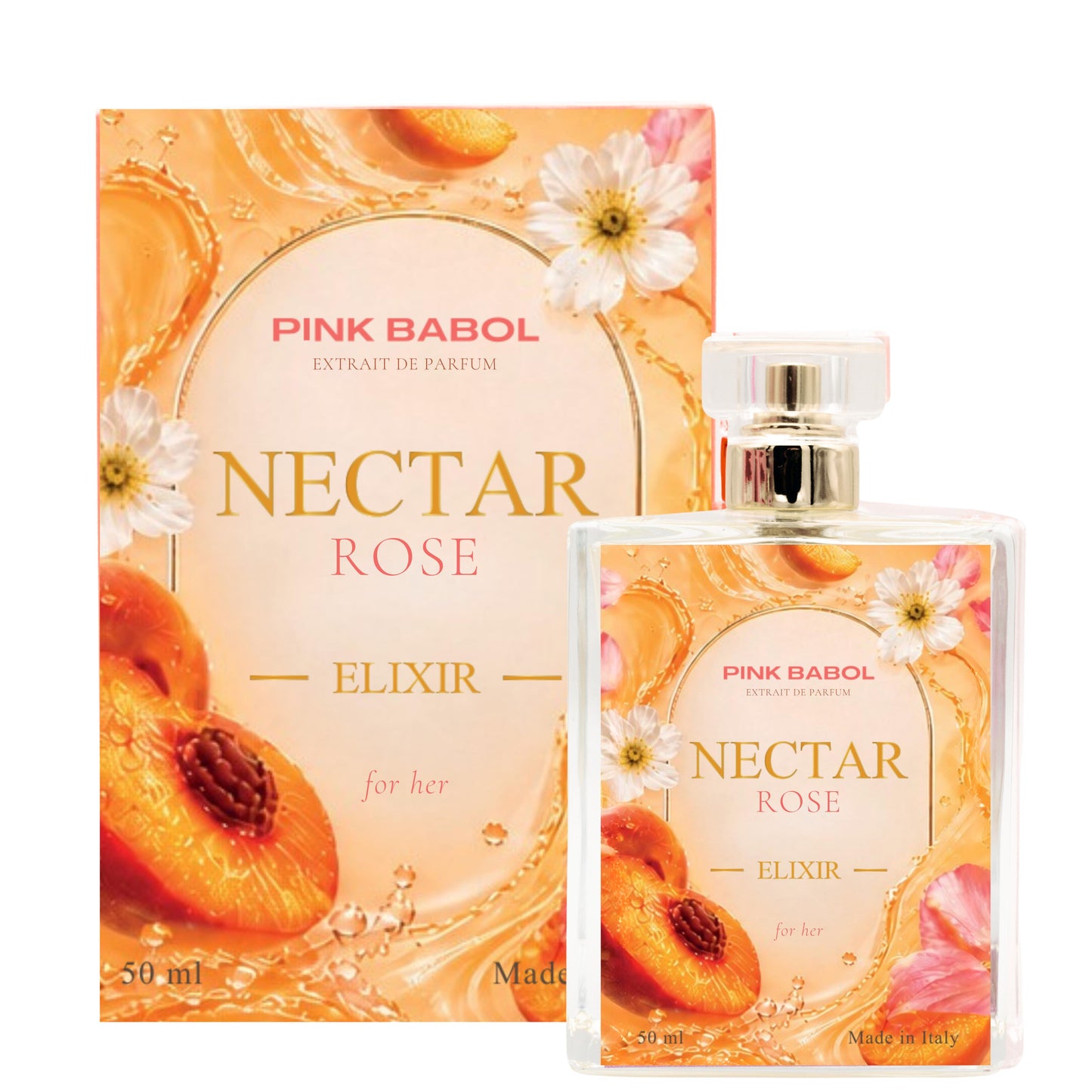 Nectar Rose Elixir Extrait de Parfum - Pesca, Melone, Vaniglia, Gelsomino, Rosa, Bergamotto FOR HER-Pink Babol