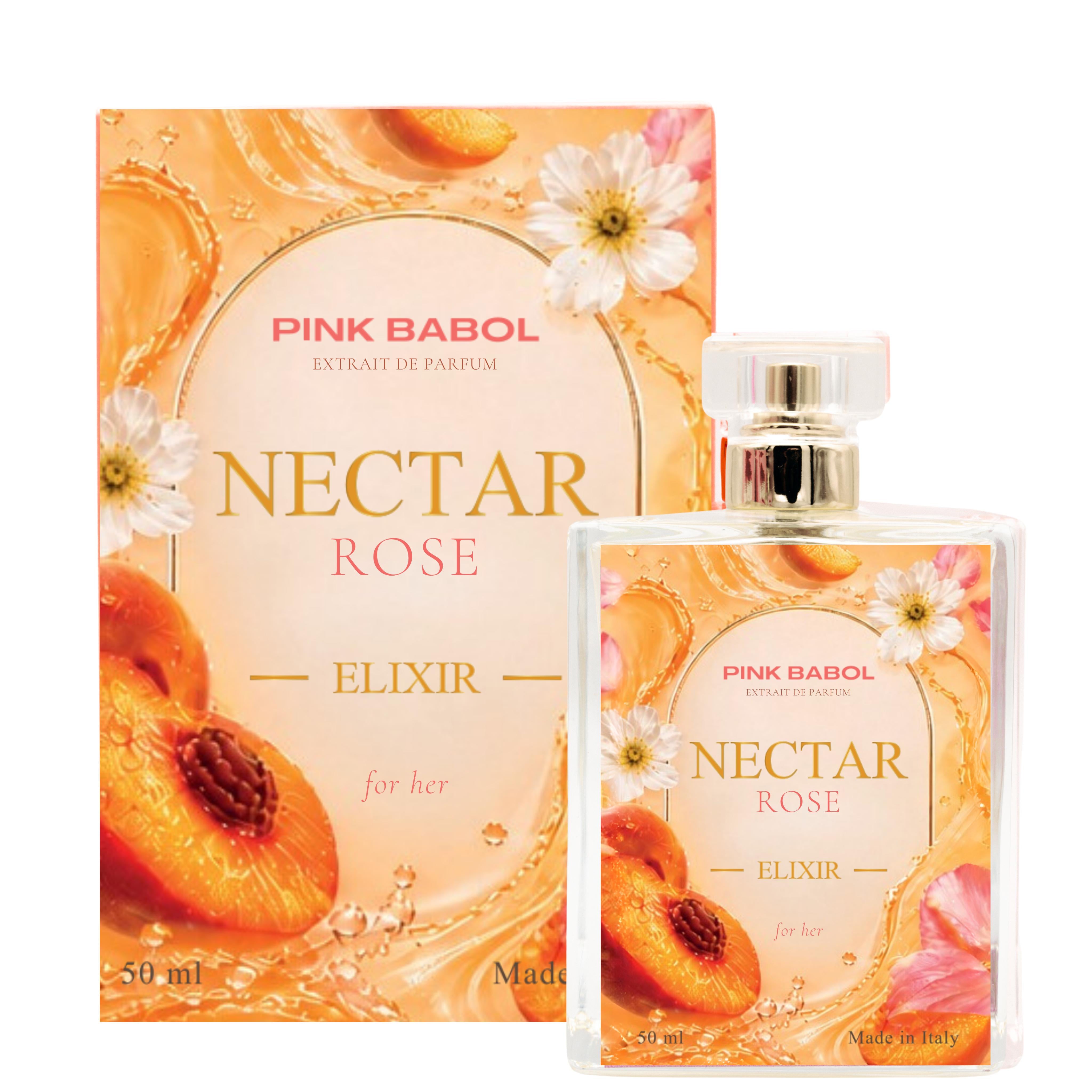 Nectar Rose Elixir Extrait de Parfum - Pesca, Melone, Vaniglia, Gelsomino, Rosa, Bergamotto FOR HER-Pink Babol