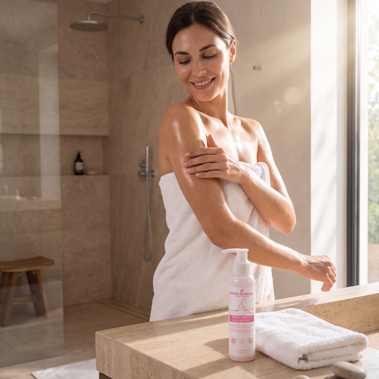 Olio Corpo/Massaggi ALL-IN ONE con Olio di Mandorle Dolci, Sesamo, Macadamia, Karité e Jojoba - Lubrificante, Emolliente, Calmante e Multi-uso per tutto il corpo-Pink Babol