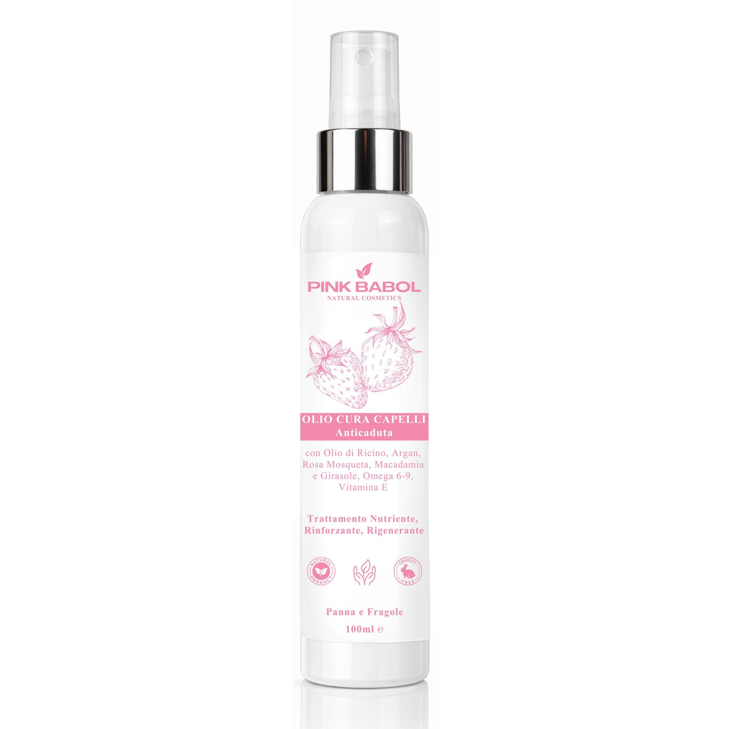Olio Cura Capelli Anticaduta con Olio di Ricino, Argan, Rosa Mosqueta e Macadamia, Omega 6-9, Vitamina E - Trattamento Nutriente, Rinforzante, Rigenerante-Pink Babol