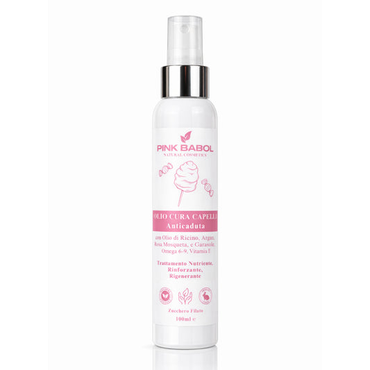 Olio Cura Capelli Anticaduta con Olio di Ricino, Argan, Rosa Mosqueta e Macadamia, Omega 6-9, Vitamina E - Trattamento Nutriente, Rinforzante, Rigenerante-Pink Babol