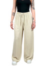 Pantalone a palazzo gessato effetto lino-Pink Babol