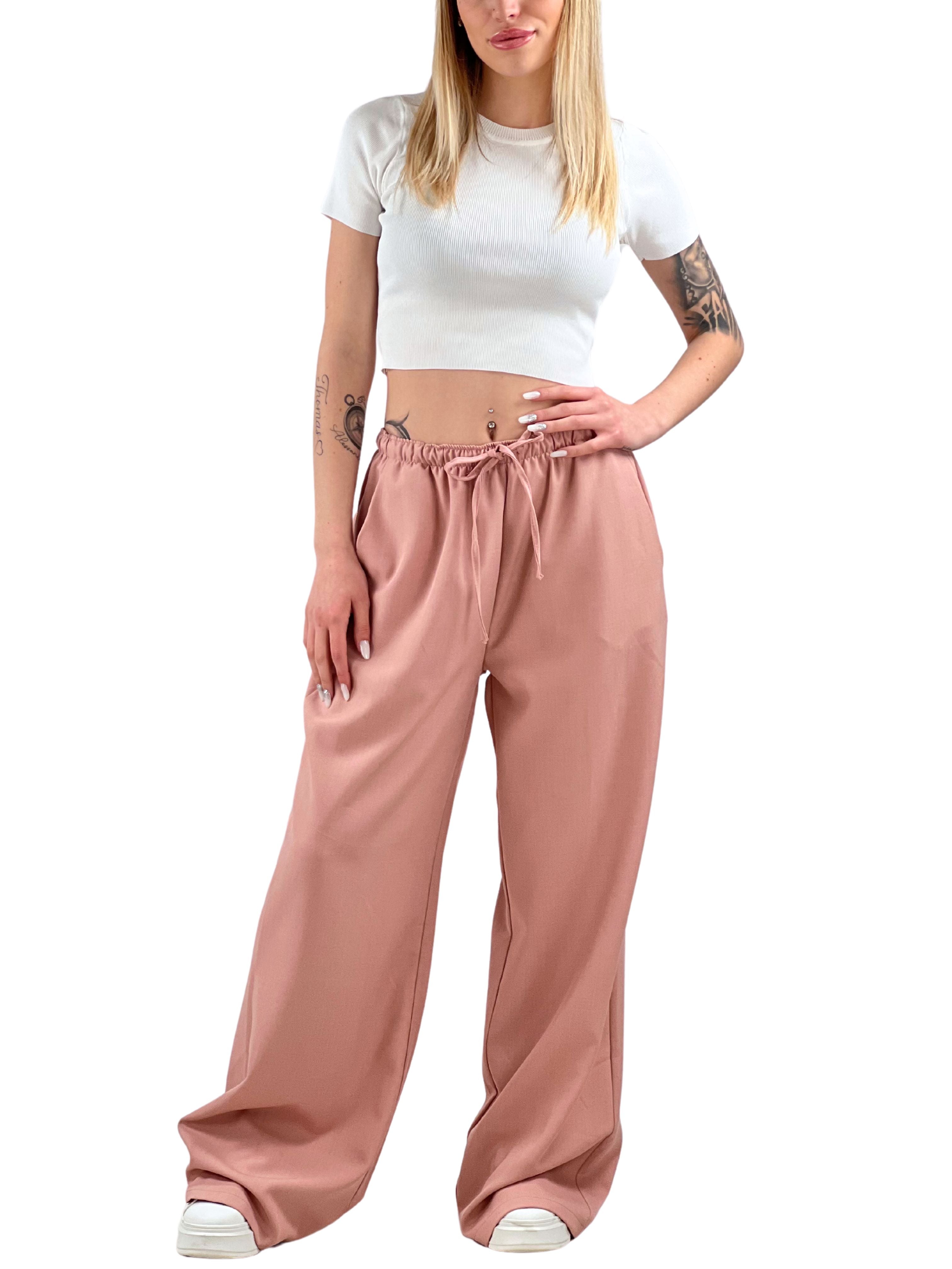 Pantalone a palazzo oversize-Pink Babol