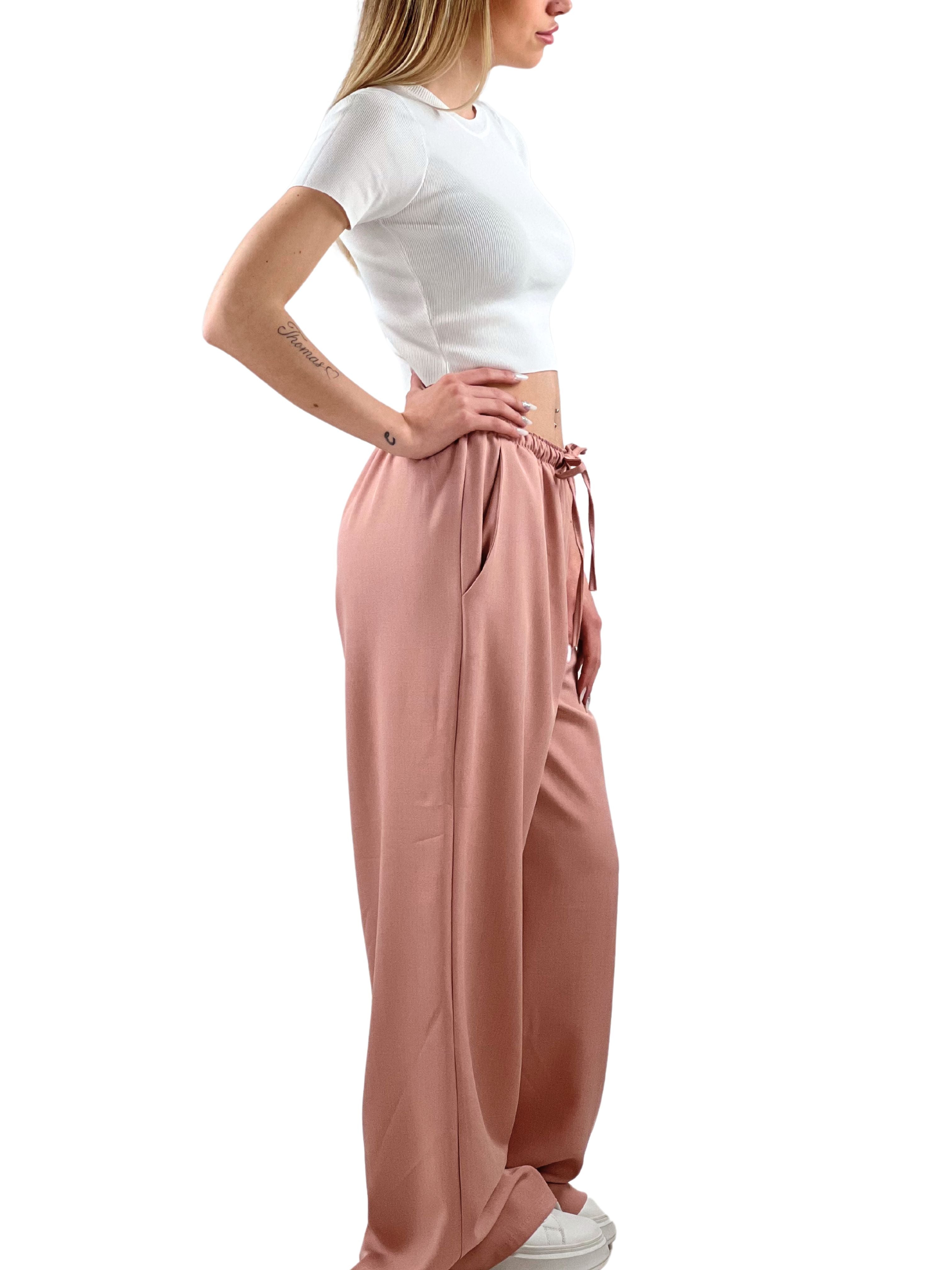 Pantalone a palazzo oversize-Pink Babol