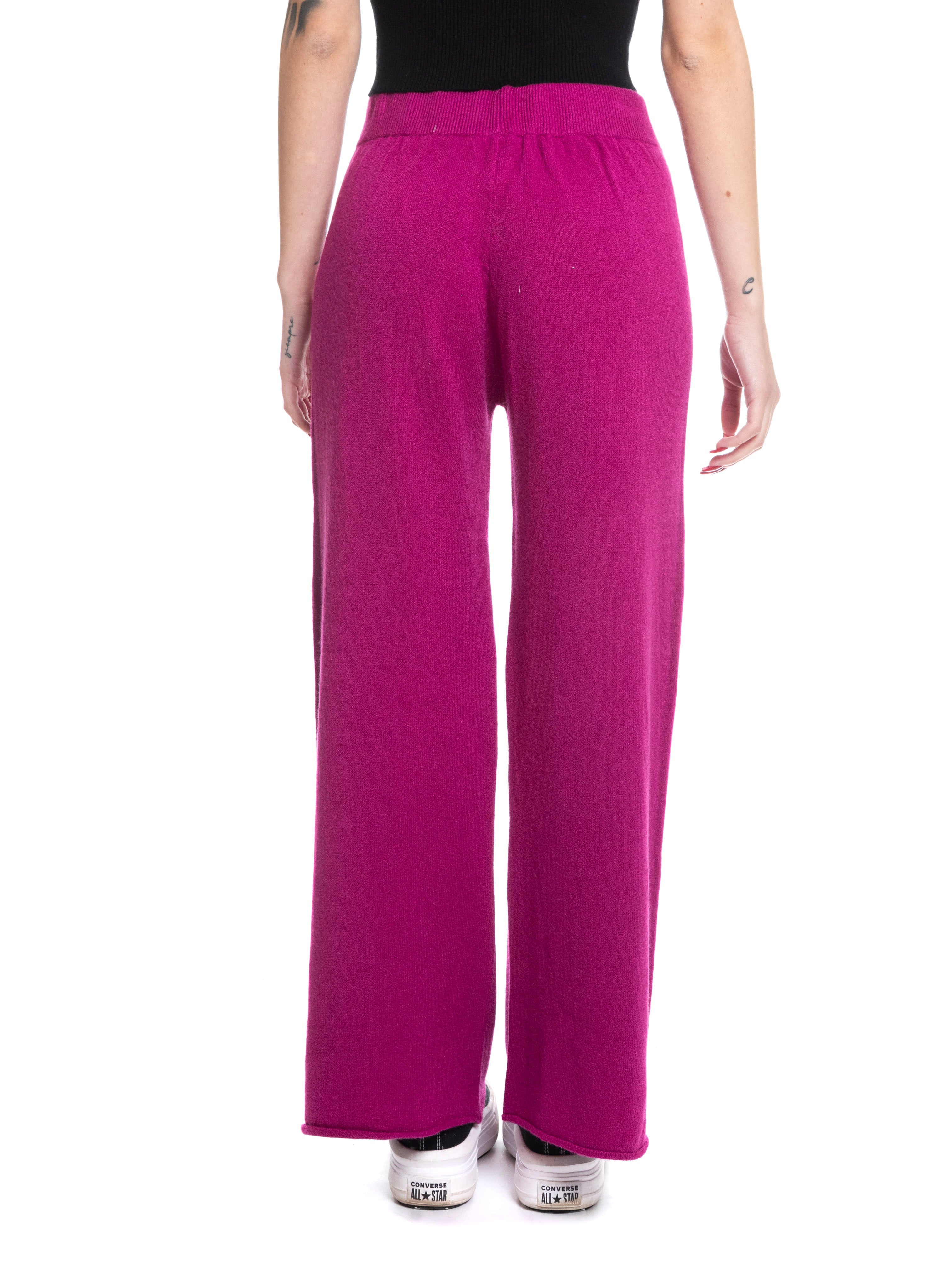 Pantalone a zampa calda viscosa-Pink Babol