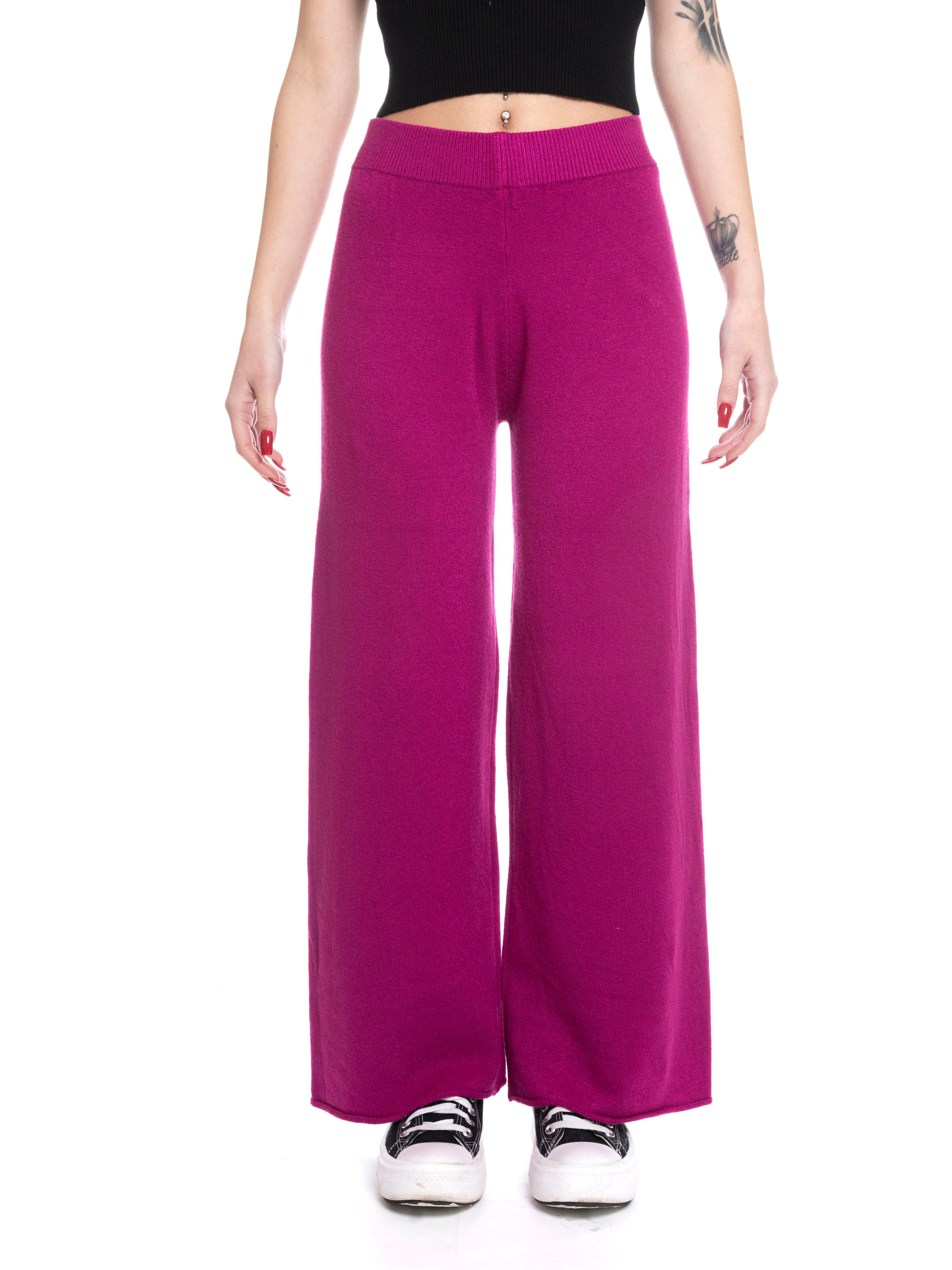 Pantalone a zampa calda viscosa-Pink Babol