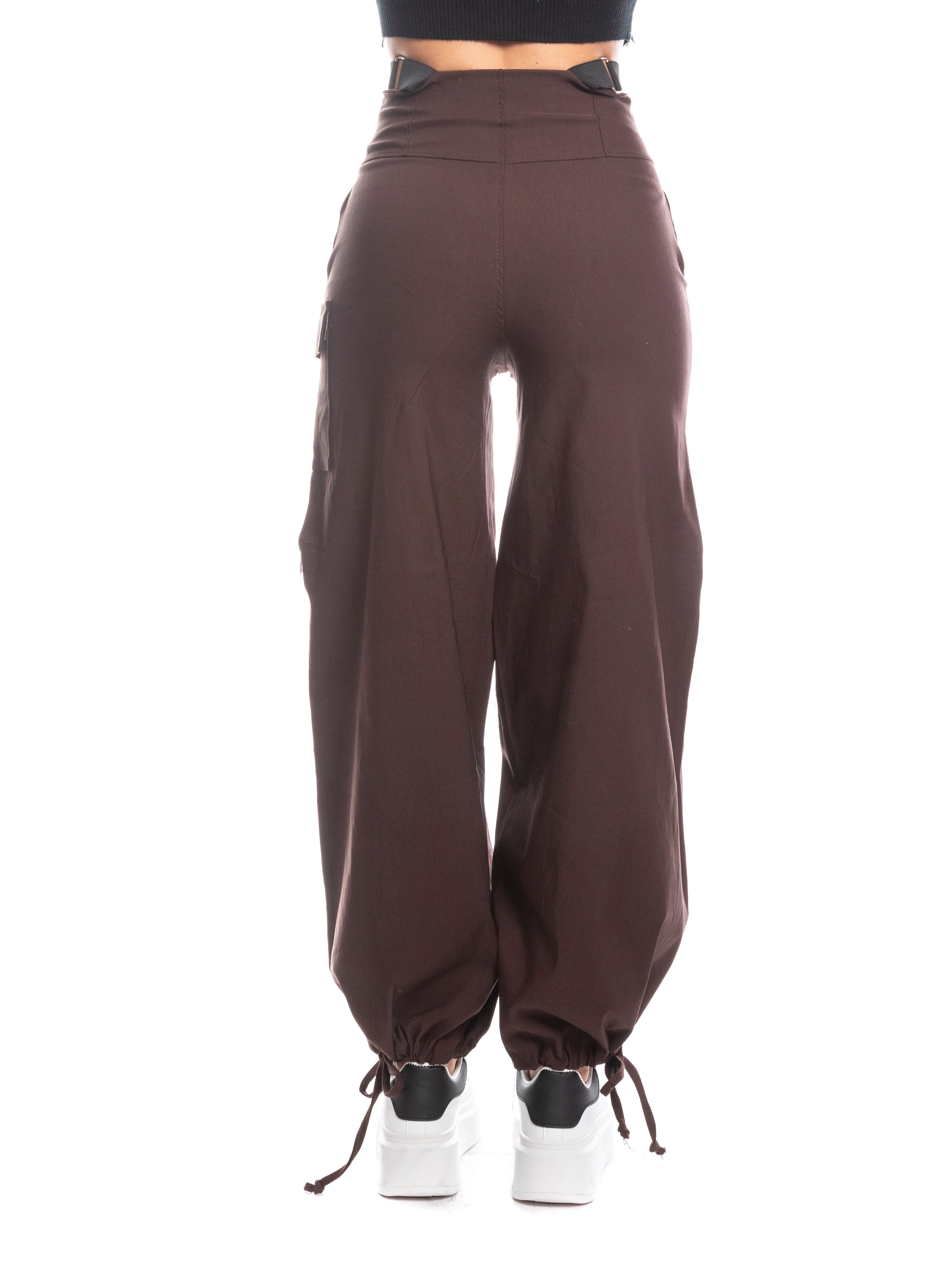 Pantalone cargo oversize con elastici in vita-Pink Babol