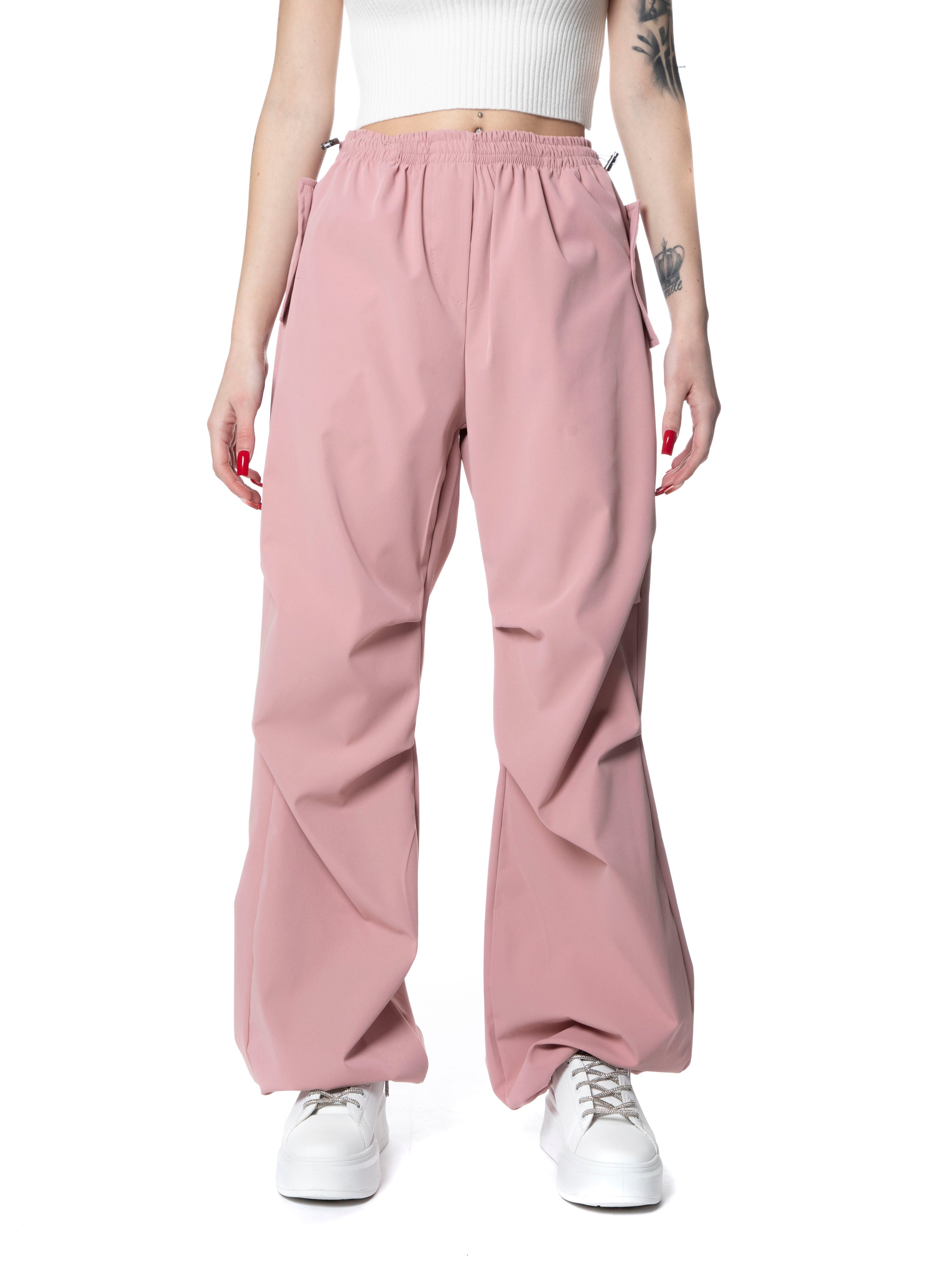 Pantalone parachute oversize-Pink Babol
