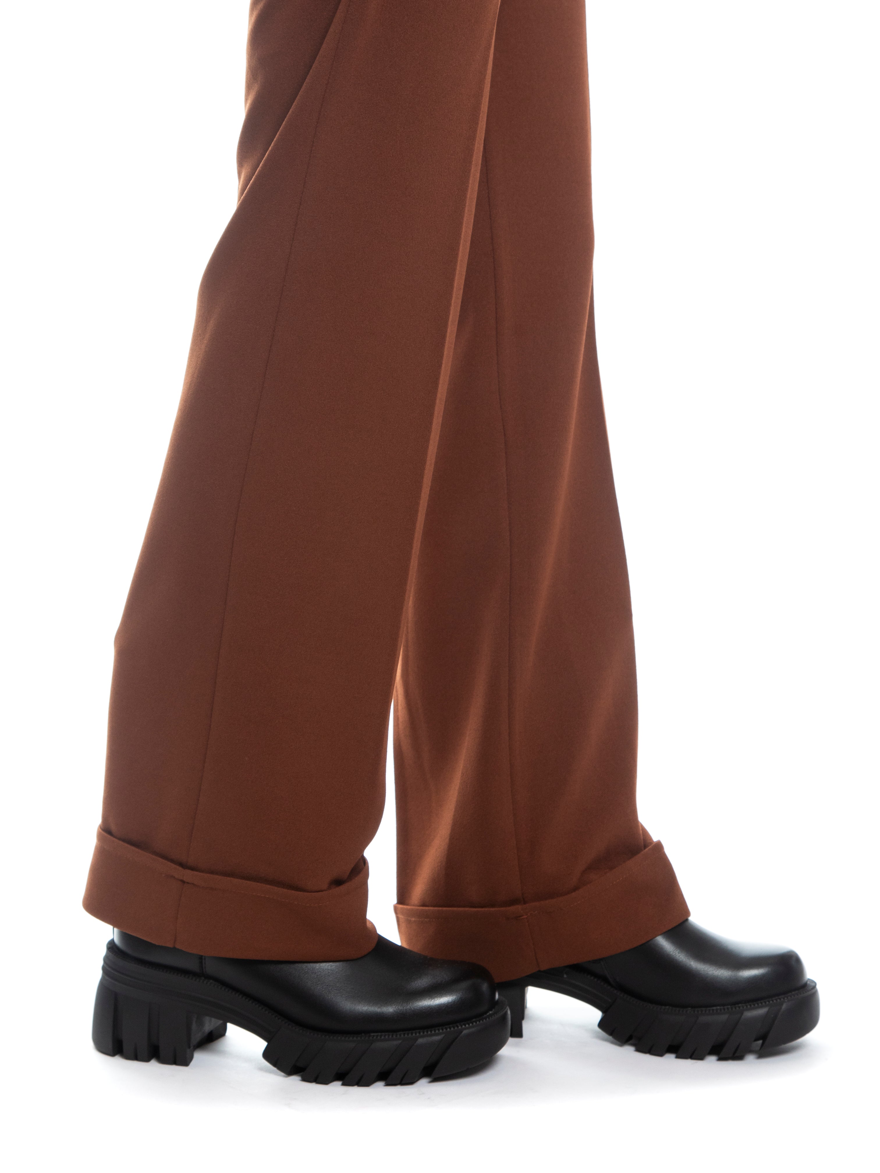 Pantalone viscosa con risvolto-Pink Babol