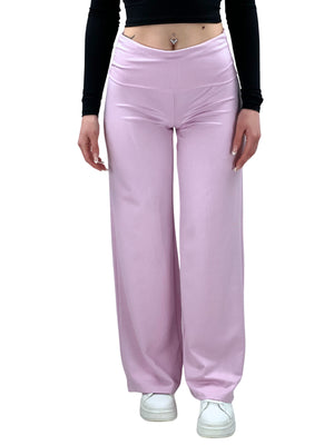 Pantaloni a palazzo con risvolto-Pink Babol