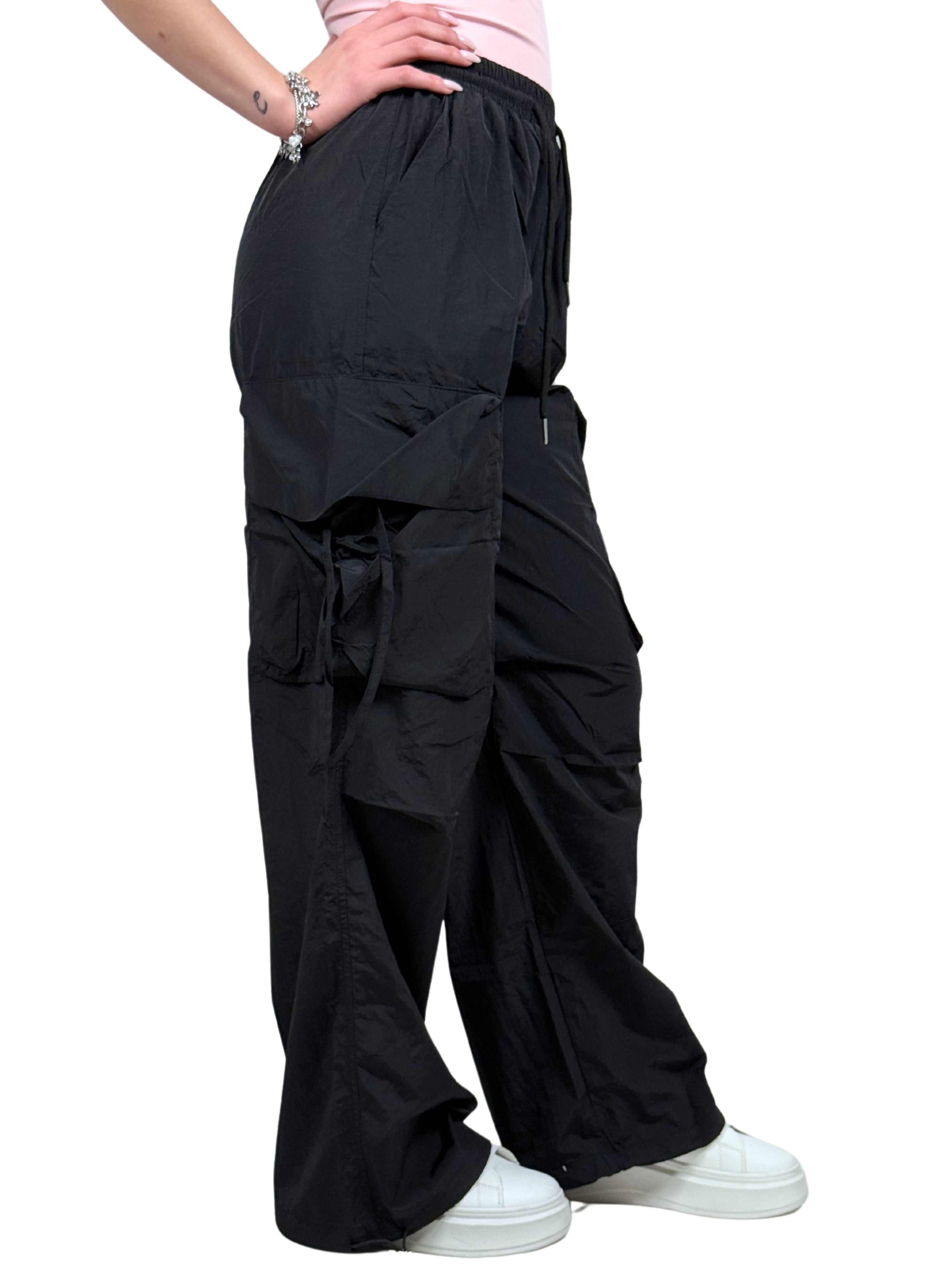 Pantaloni cargo acetato-Pink Babol