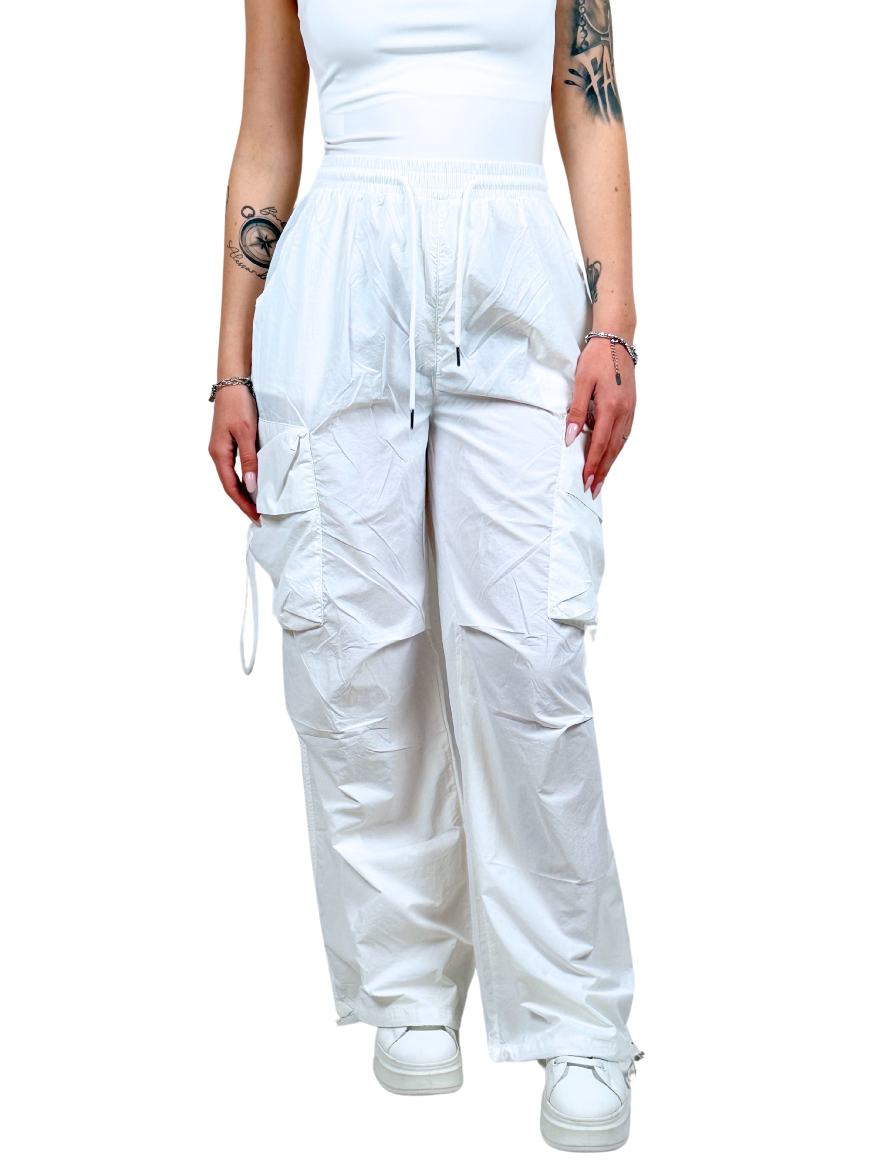 Pantaloni cargo acetato-Pink Babol