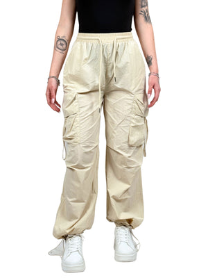 Pantaloni cargo acetato-Pink Babol