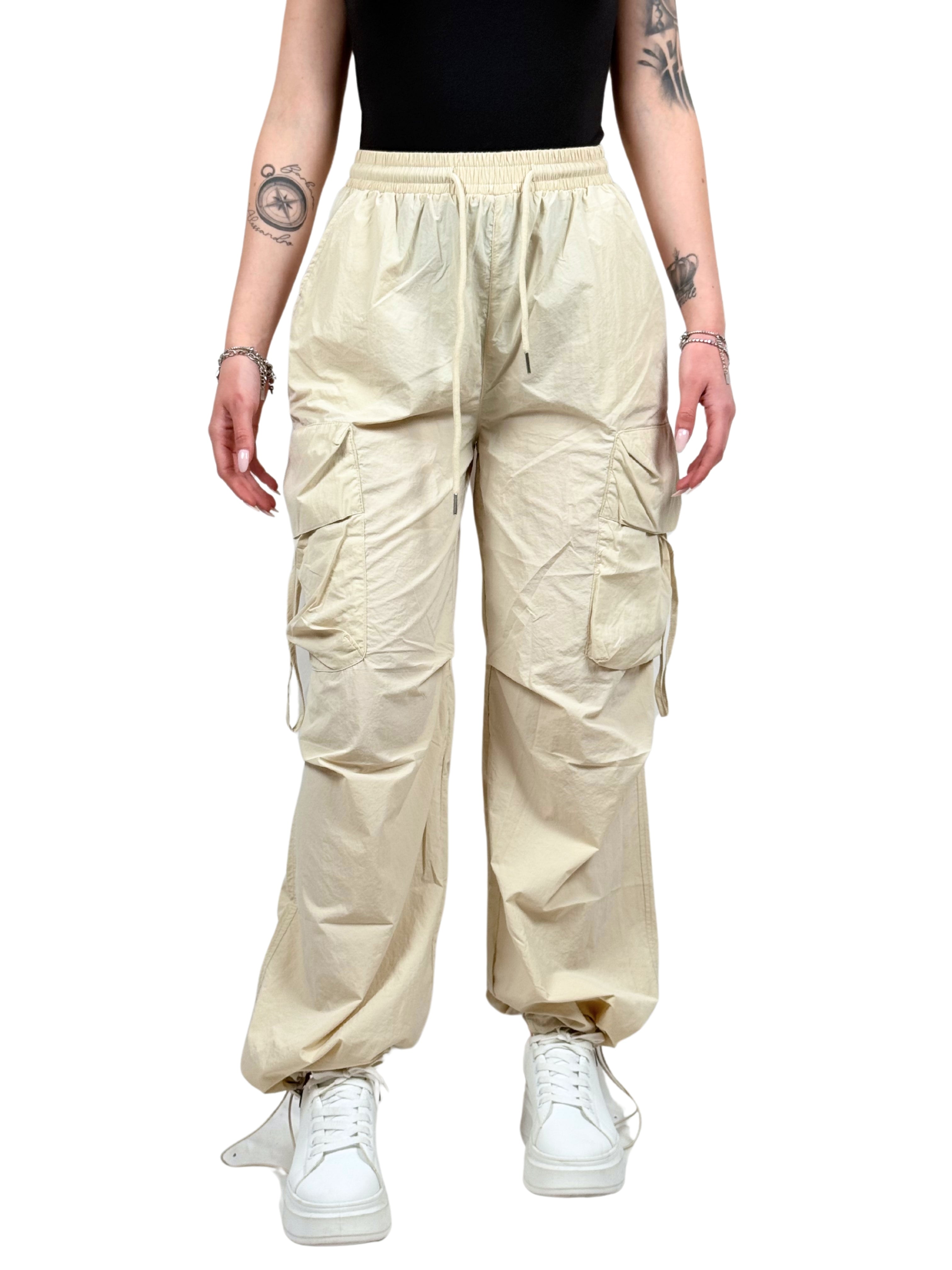 Pantaloni cargo acetato-Pink Babol