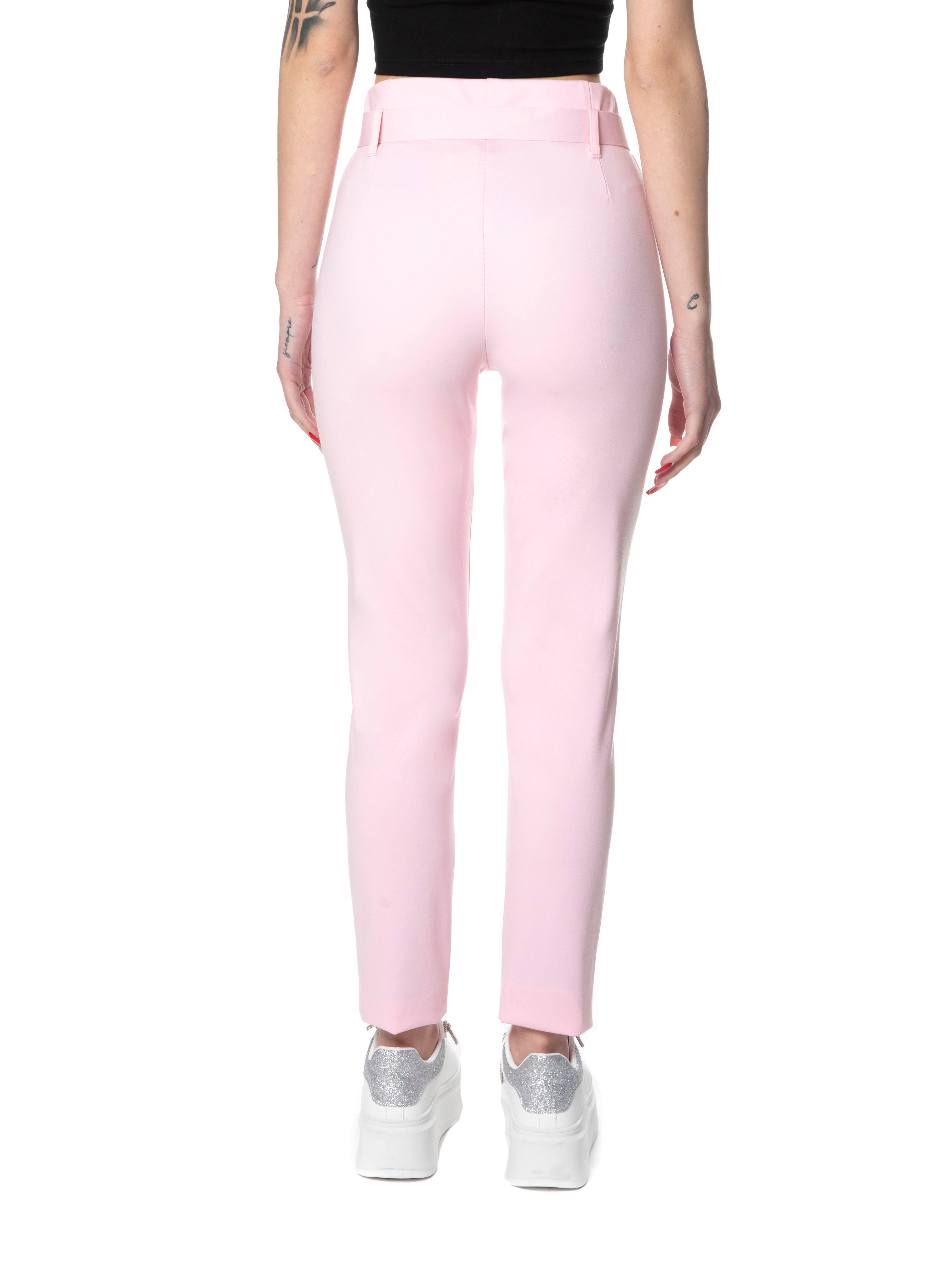 Pantaloni vita alta elasticizzati-Pink Babol