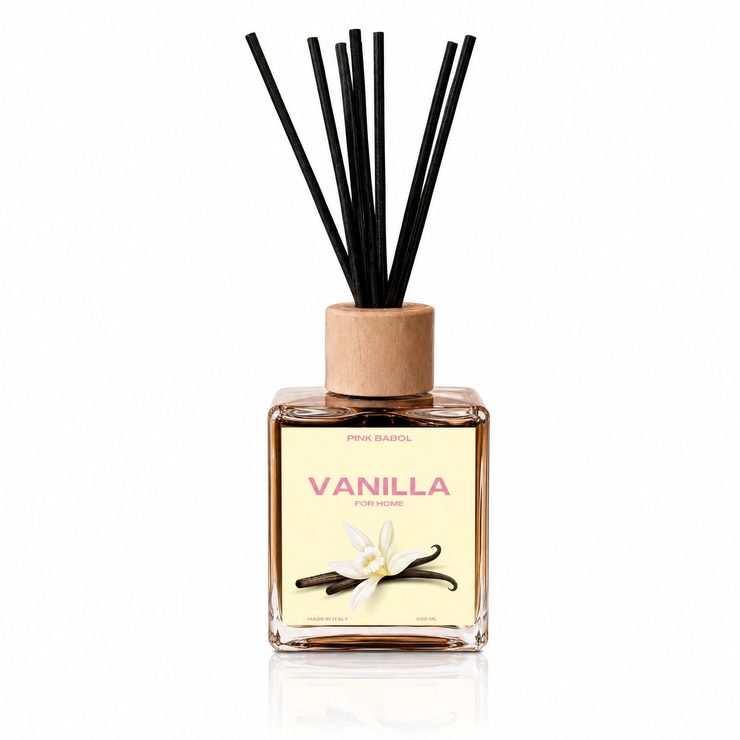 Pink Vanilla For Home Profumo per Ambienti con bastoncini - Vaniglia, Miele, Caramello, Muschio Bianco-Pink Babol
