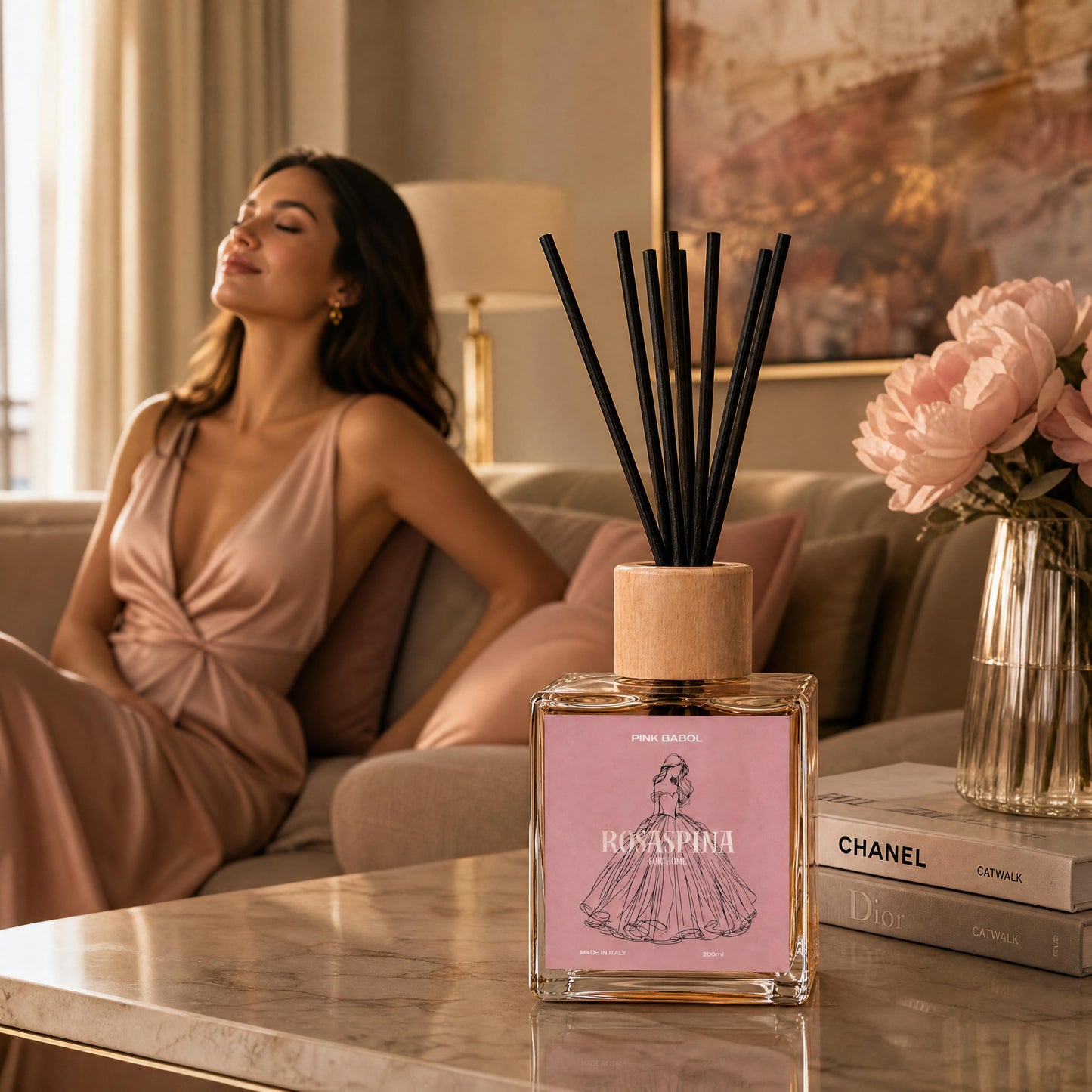 Rosaspina For Home Profumo per Ambienti con bastoncini - Cocco, Vaniglia, Gelsomino, Rosa, Tiarè, Ylang Ylang.-Pink Babol