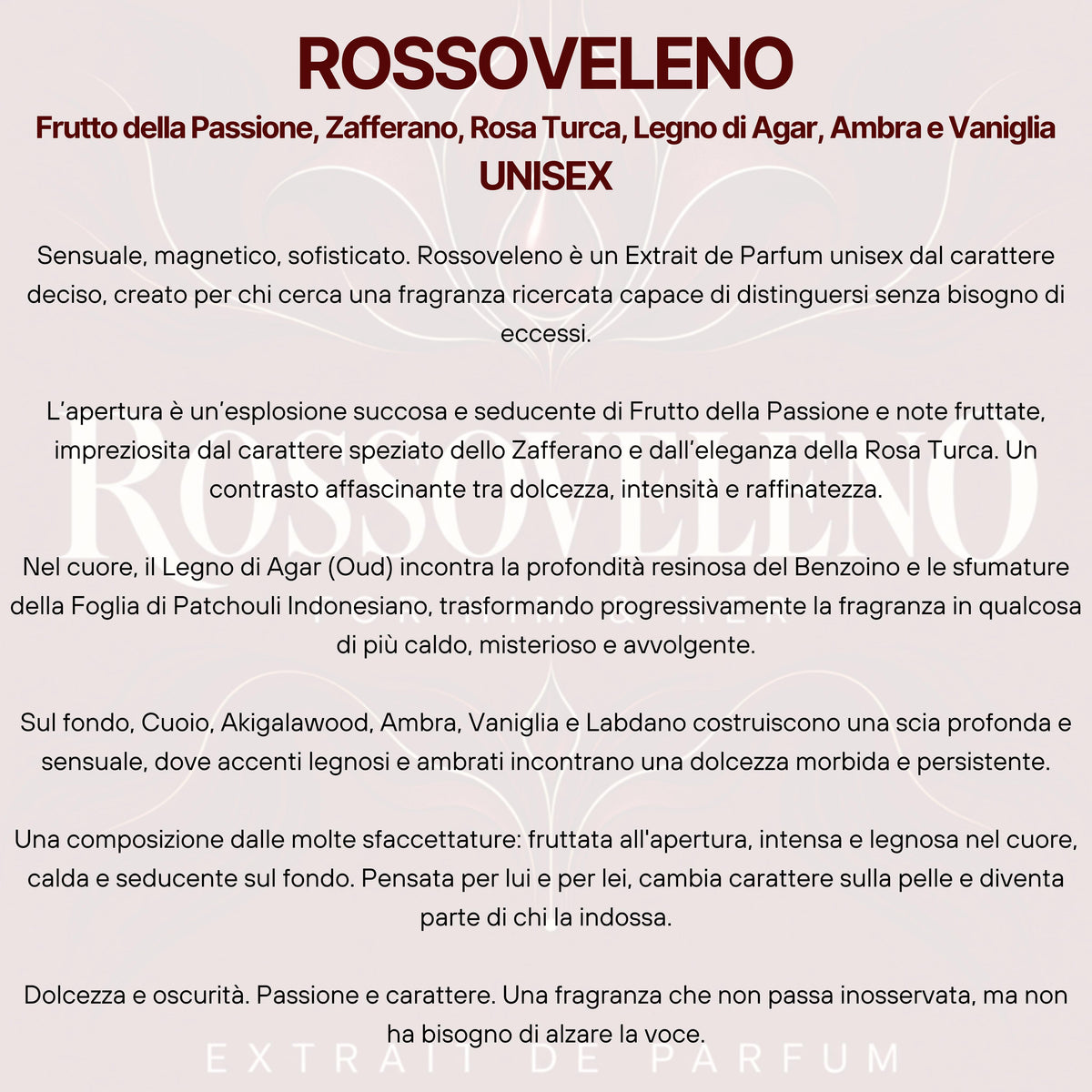 Rossoveleno Extrait de Parfum – Frutto della Passione, Zafferano, Rosa Turca, Legno di Agar, Ambra e Vaniglia – UNISEX-Pink Babol